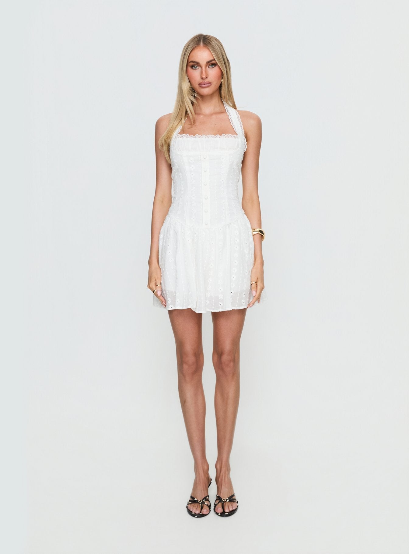 Candy Clouds Halter Playsuit White