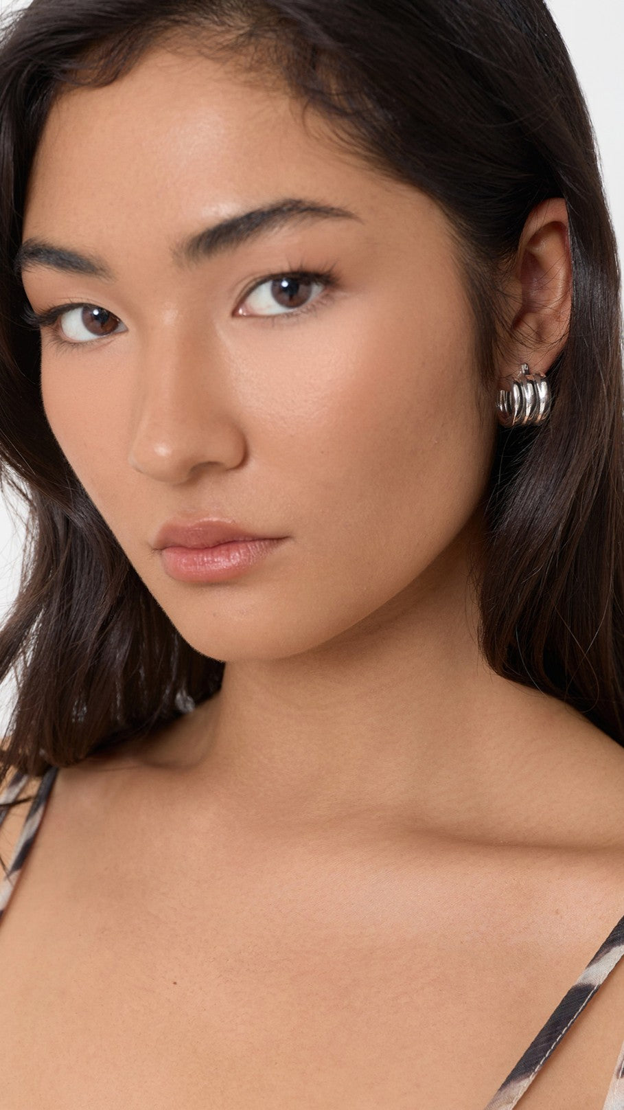 Trio Rows Mini Earrings - Silver