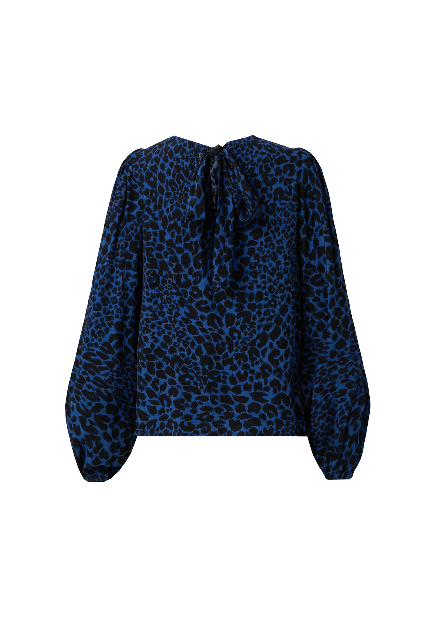 Navy with Black Rock and Roll Leopard Blouson Sleeve Top