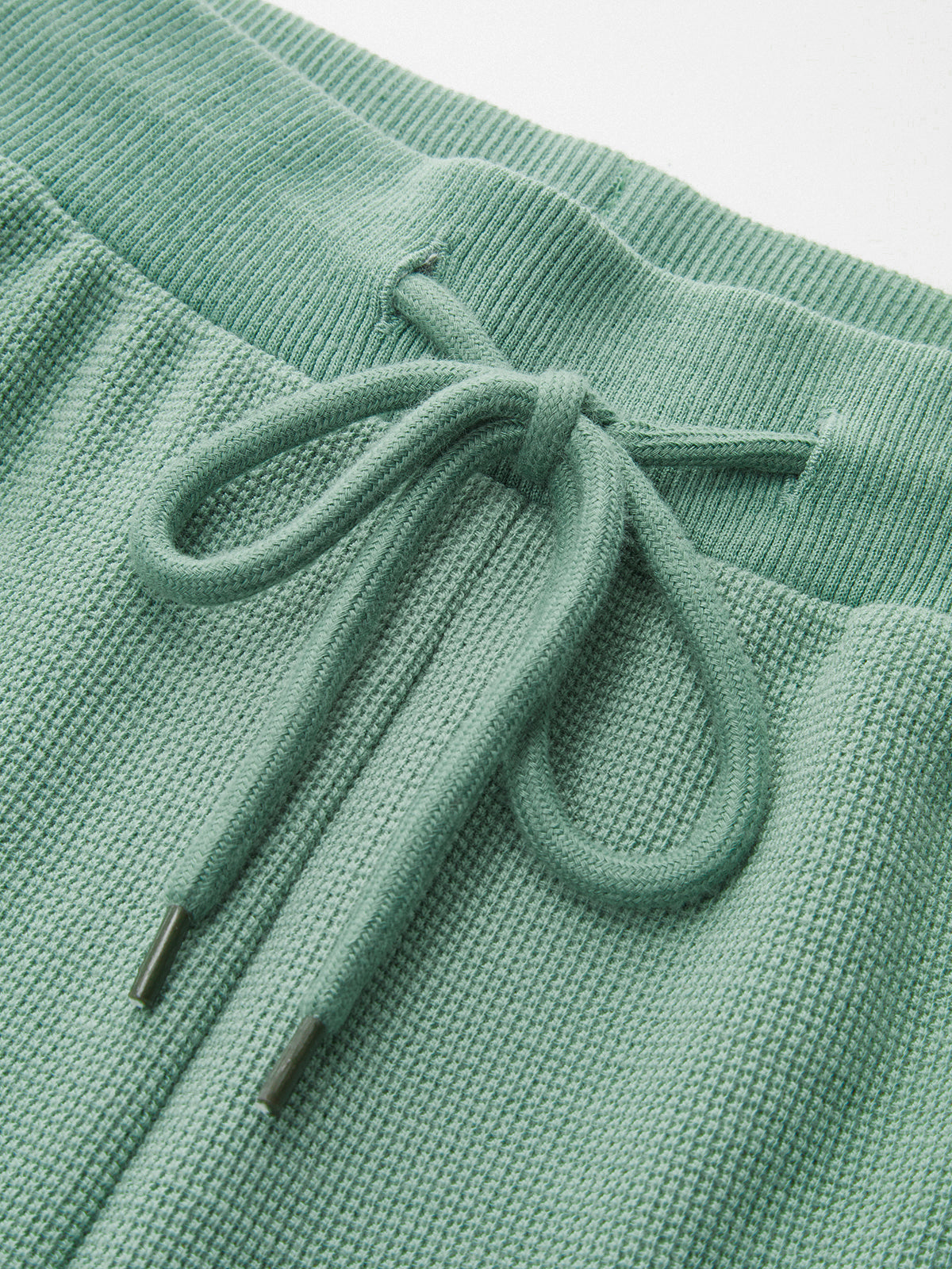 Waffle Knit Sweatshirt & Drawstring Shorts Set