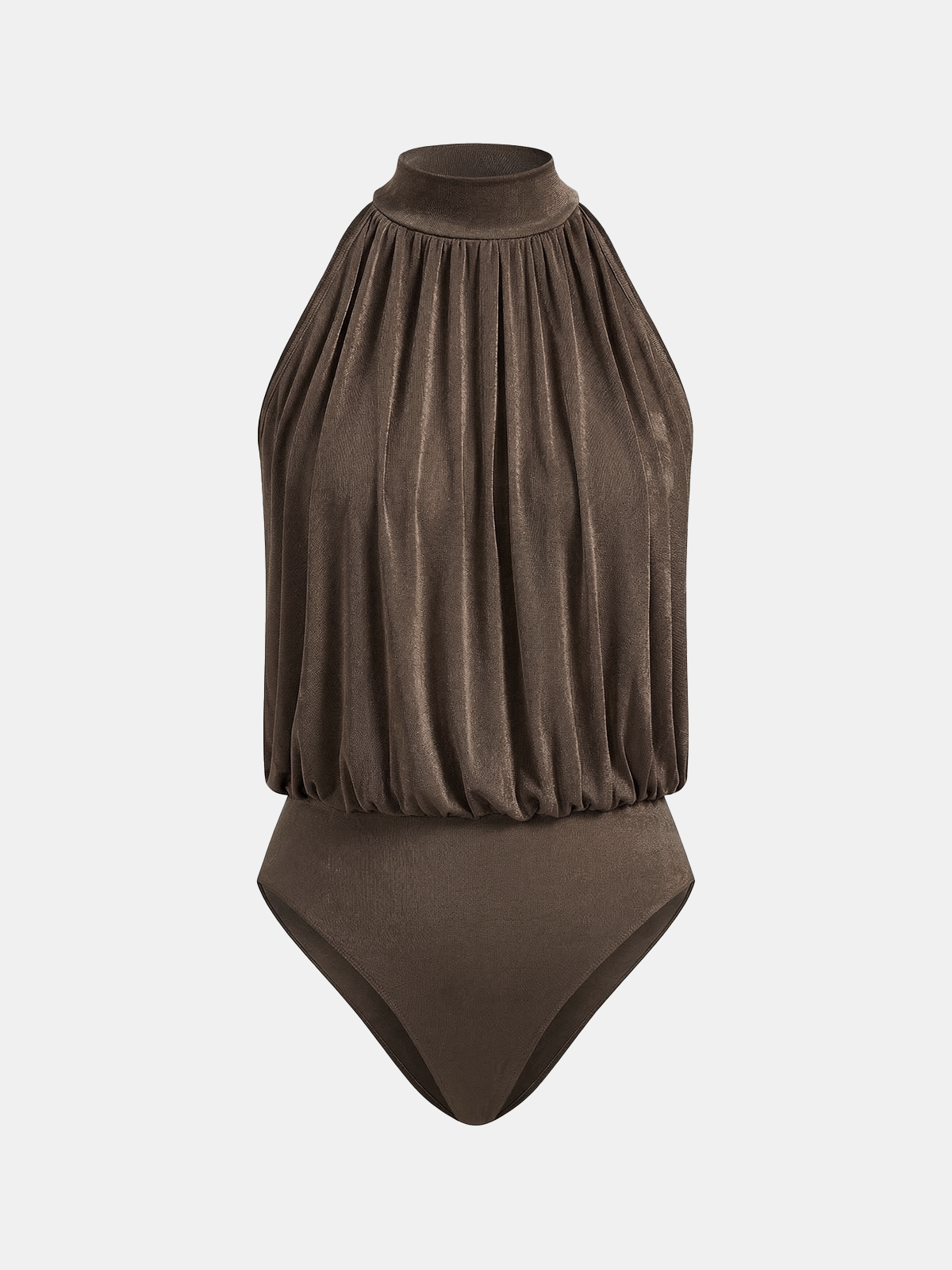 Mock Neck Sleeveless Ruched Bodysuit