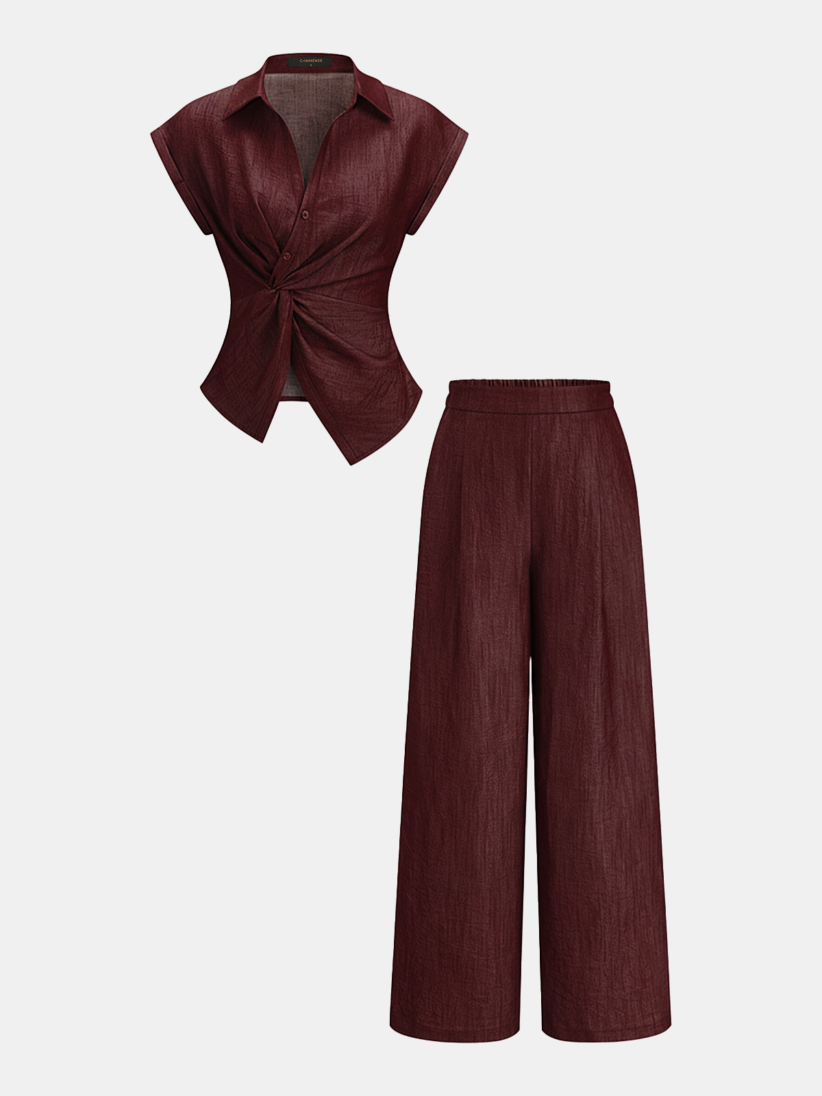 Twist Front Cap Sleeve Shirt & Pants Set