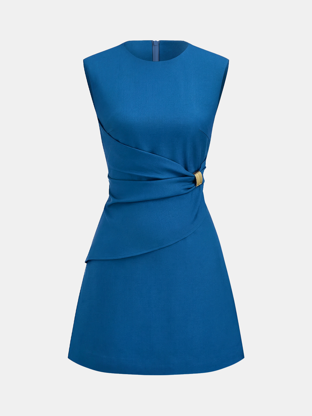 Sleeveless Buckle Waist Mini Dress