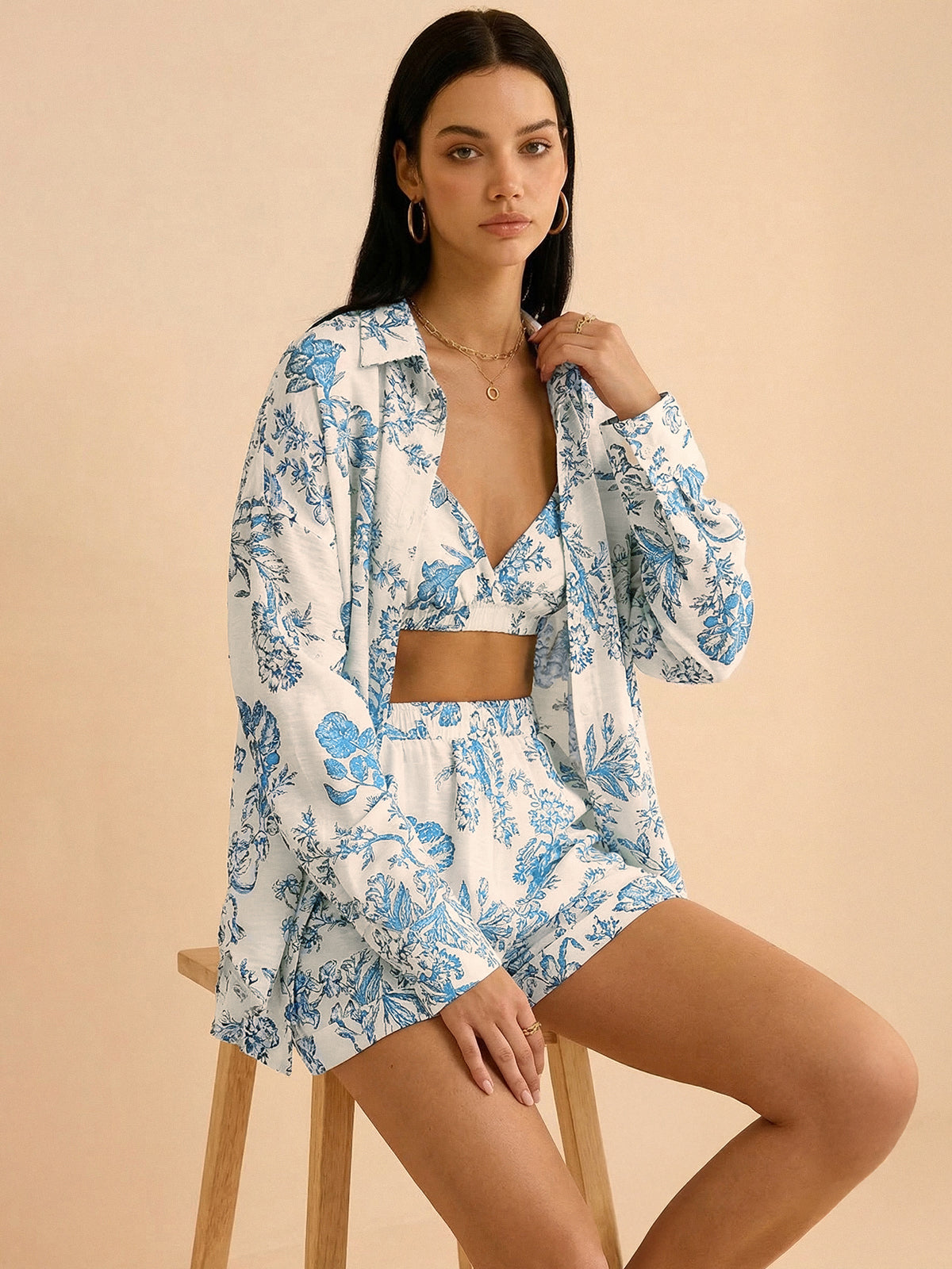 Floral Print Three-Piece Set