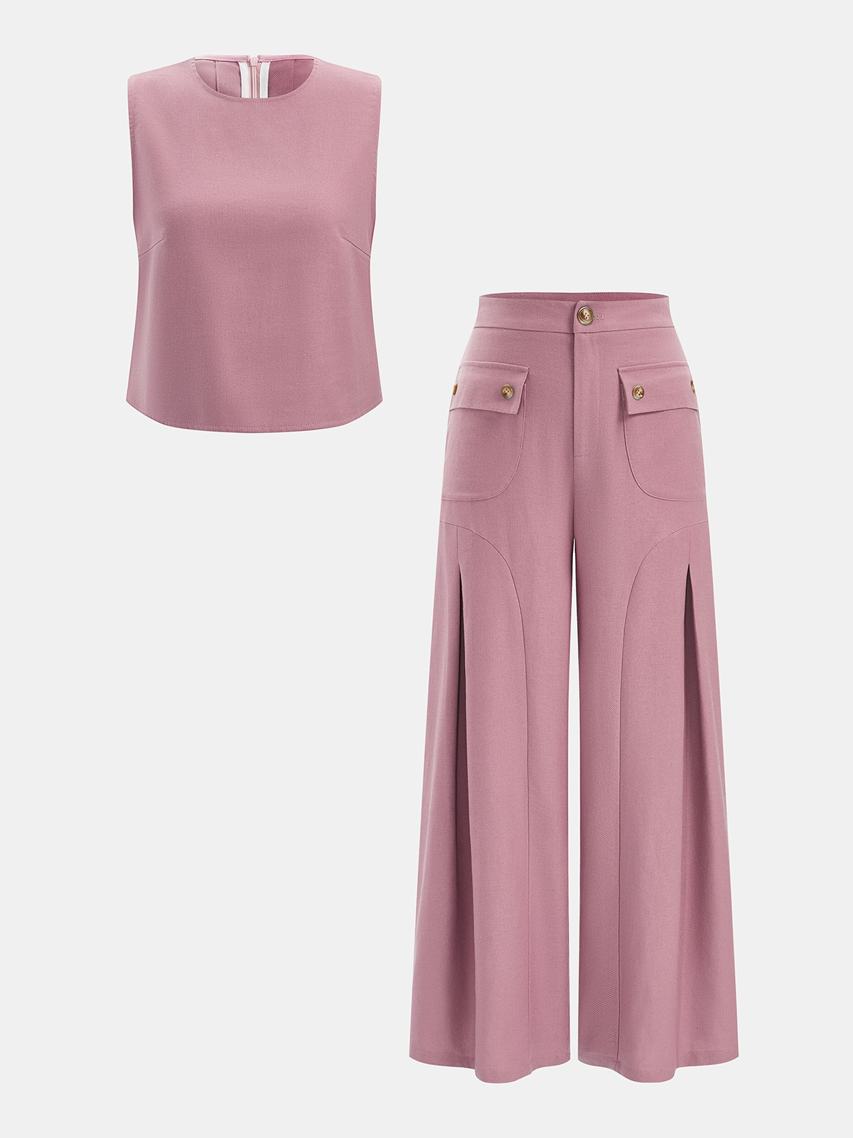 Linen-Blend Sleeveless Top & Pants Set