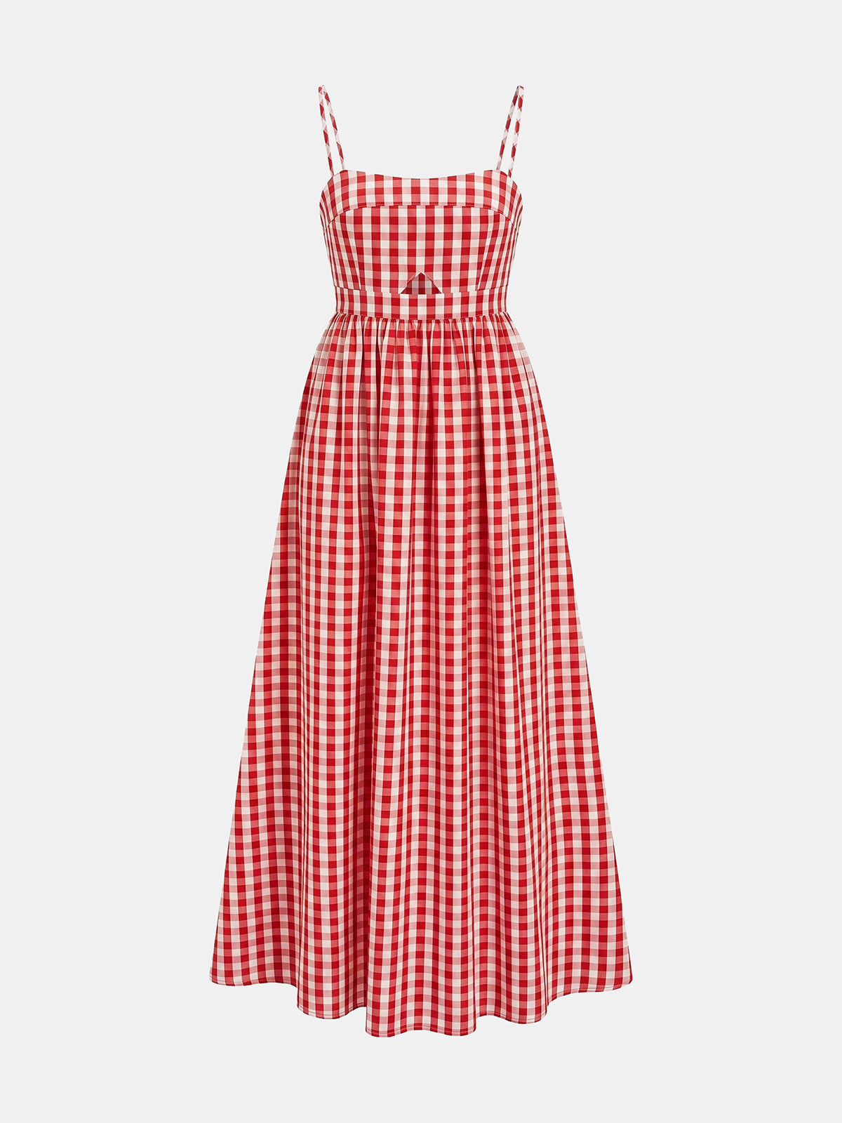 Gingham Cotton Blend Cutout Cami Maxi Dress
