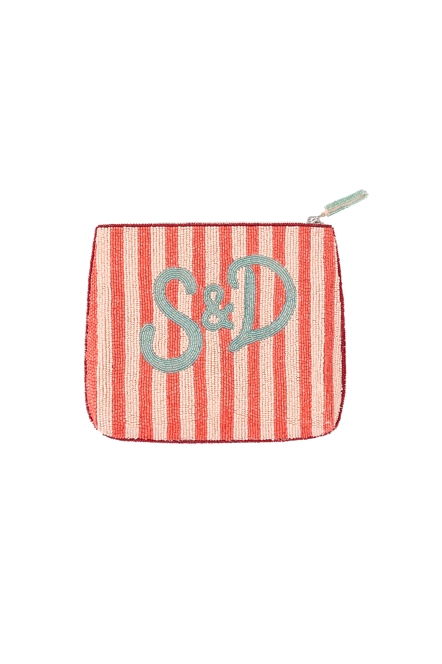 Coral Stripe Lobster Hand Beaded Clutch Bag