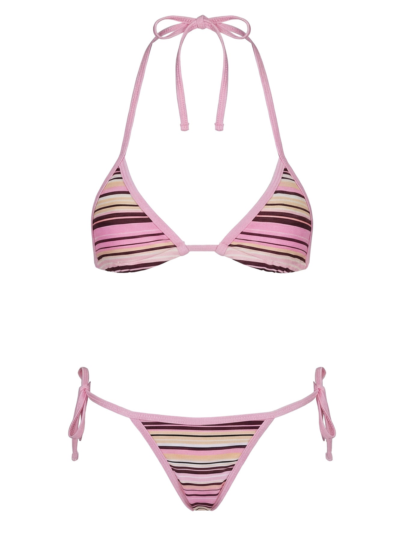 Blaylock Triangle Bikini Top Pink / Yellow Stripe