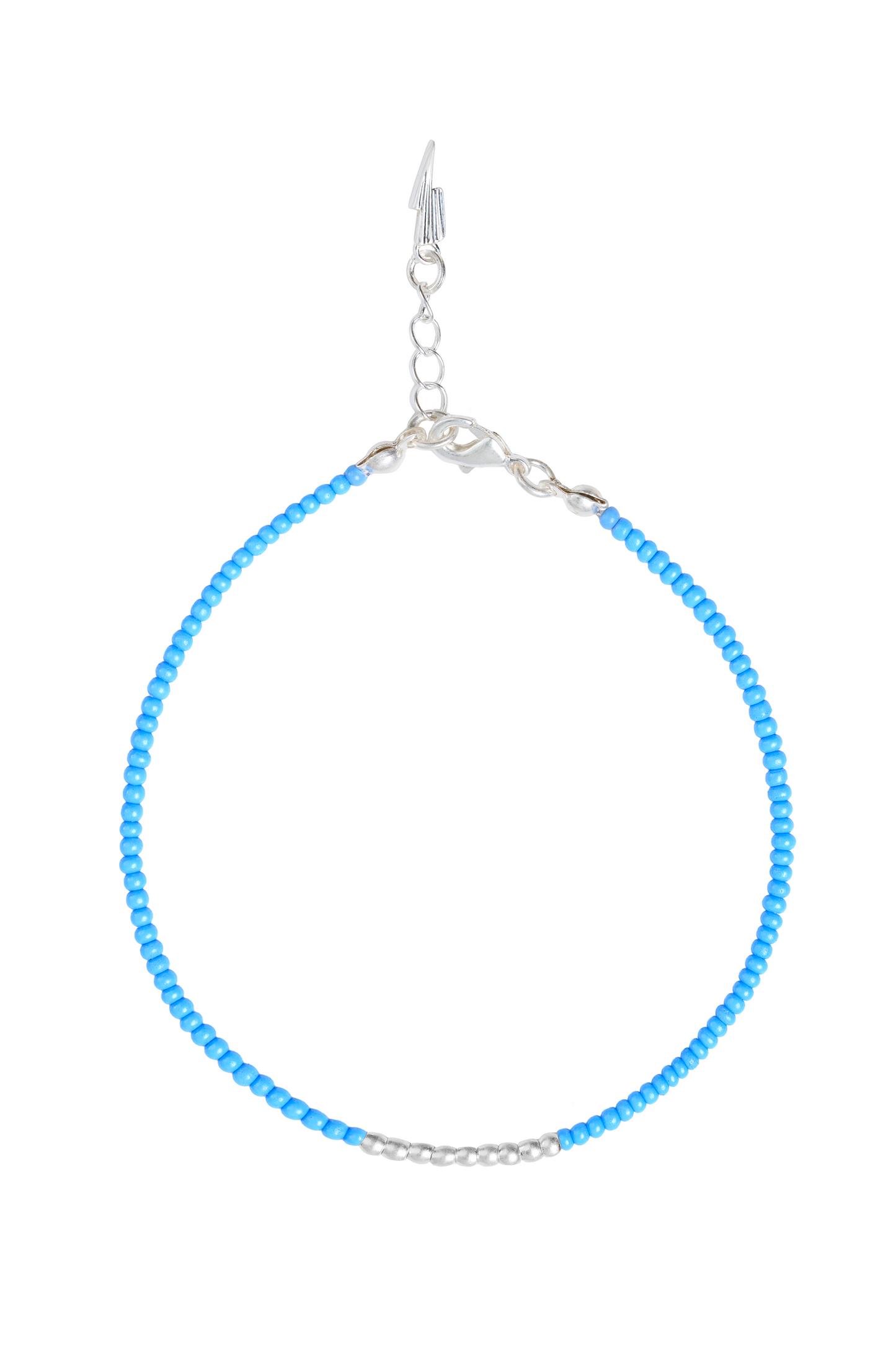 Silver and Blue Beaded Bracelet
