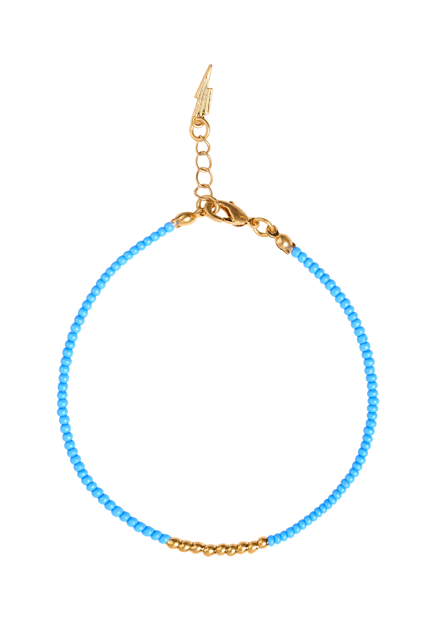Gold and Blue Beaded Bracelet