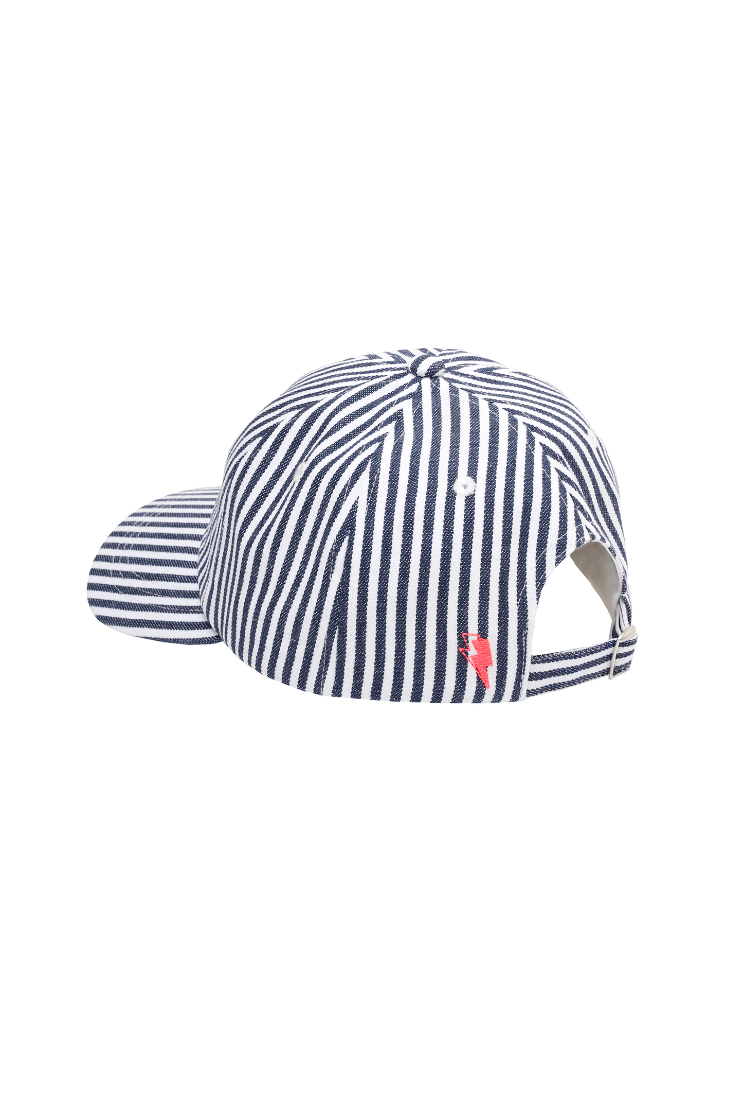 White with Navy Stripe Graphic Logo Cap
