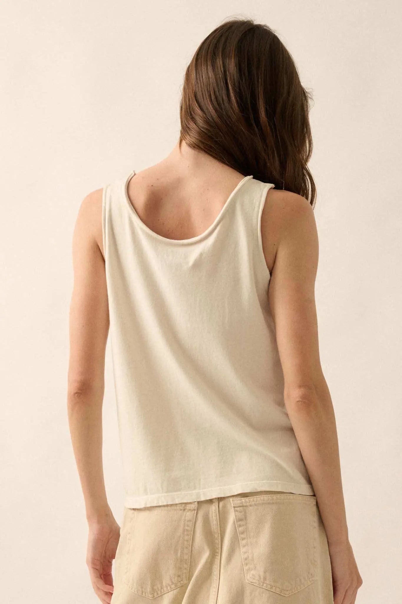 Paris Je T'aime Raw-Edge Graphic Tank top