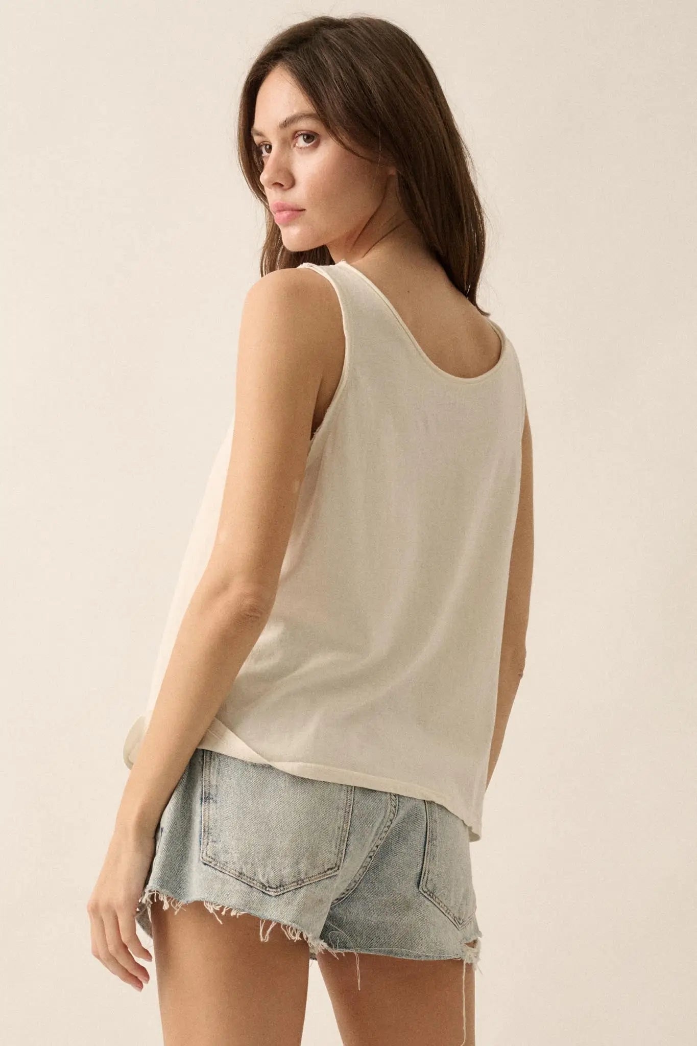 Mexico City Spice of Love Raw-Edge Graphic Tank Top