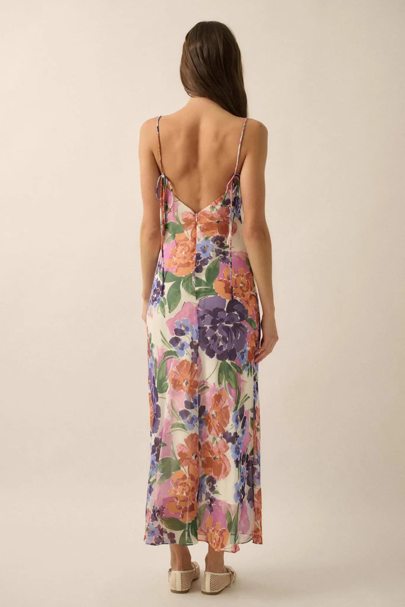 Living Lush Floral Chiffon Cowl-Neck Maxi Dress