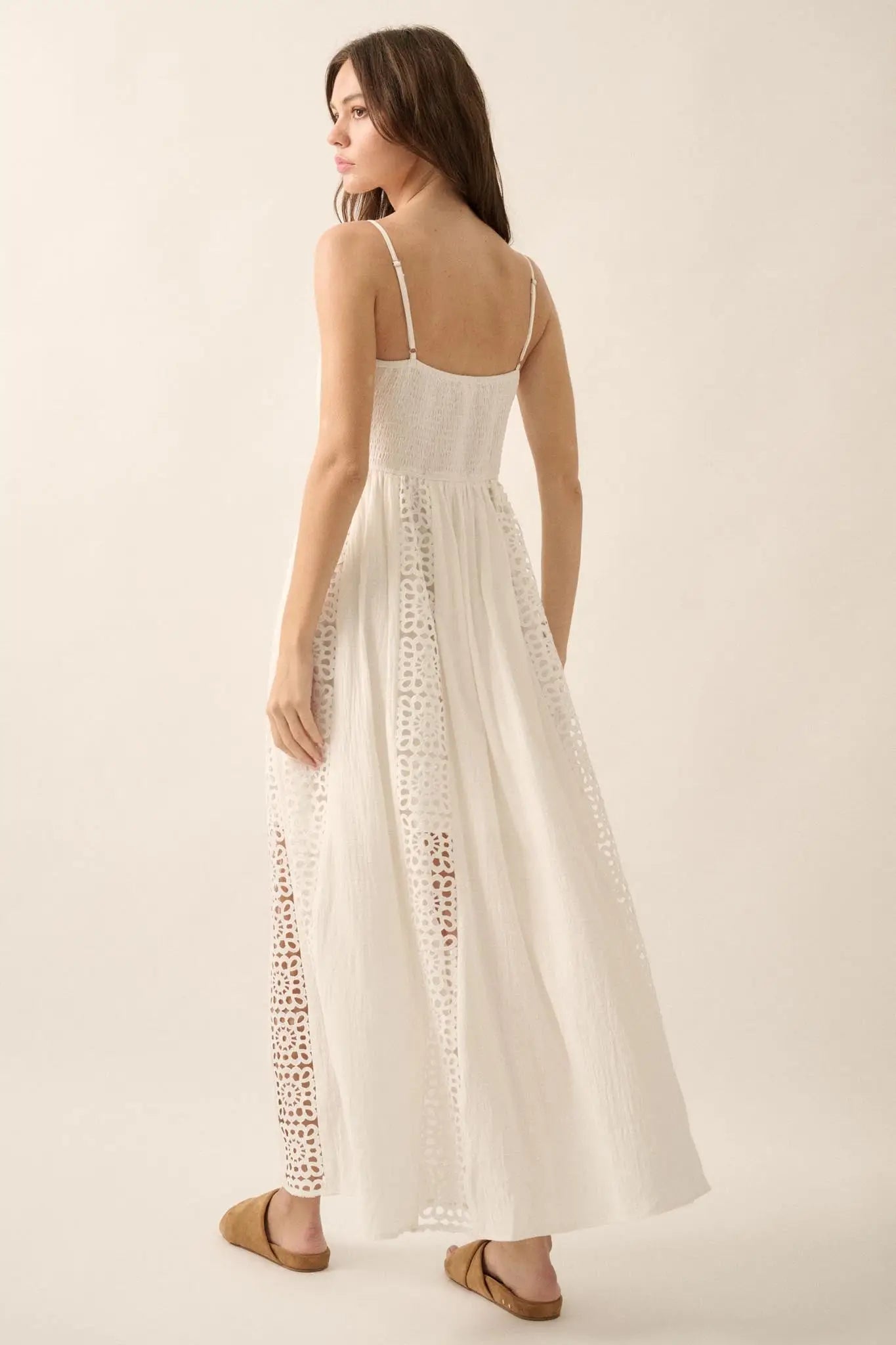 Beautiful Energy Lace-Inset High-Waist Maxi Dress