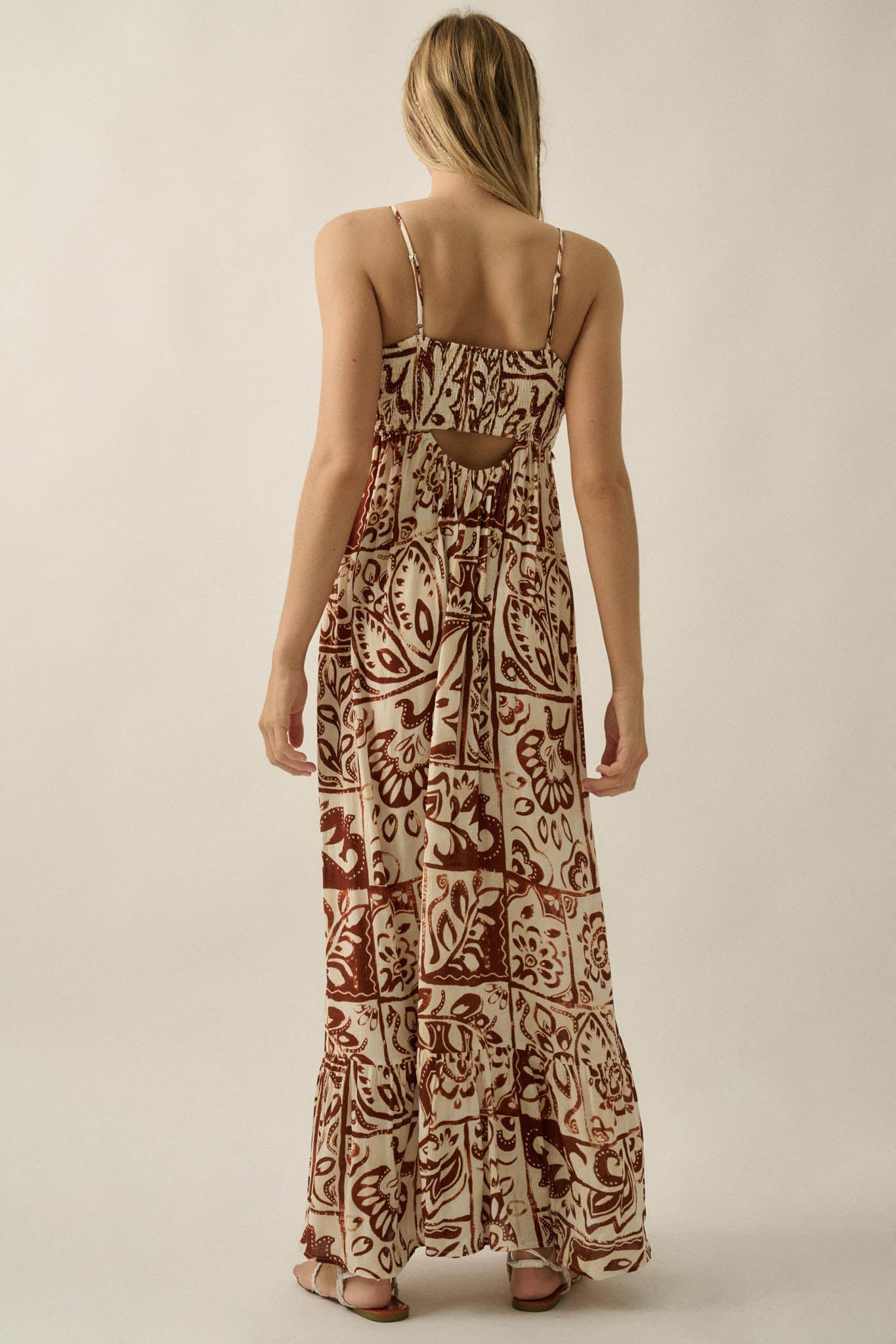 Nomad Life Abstract Floral-Print Button Maxi Dress