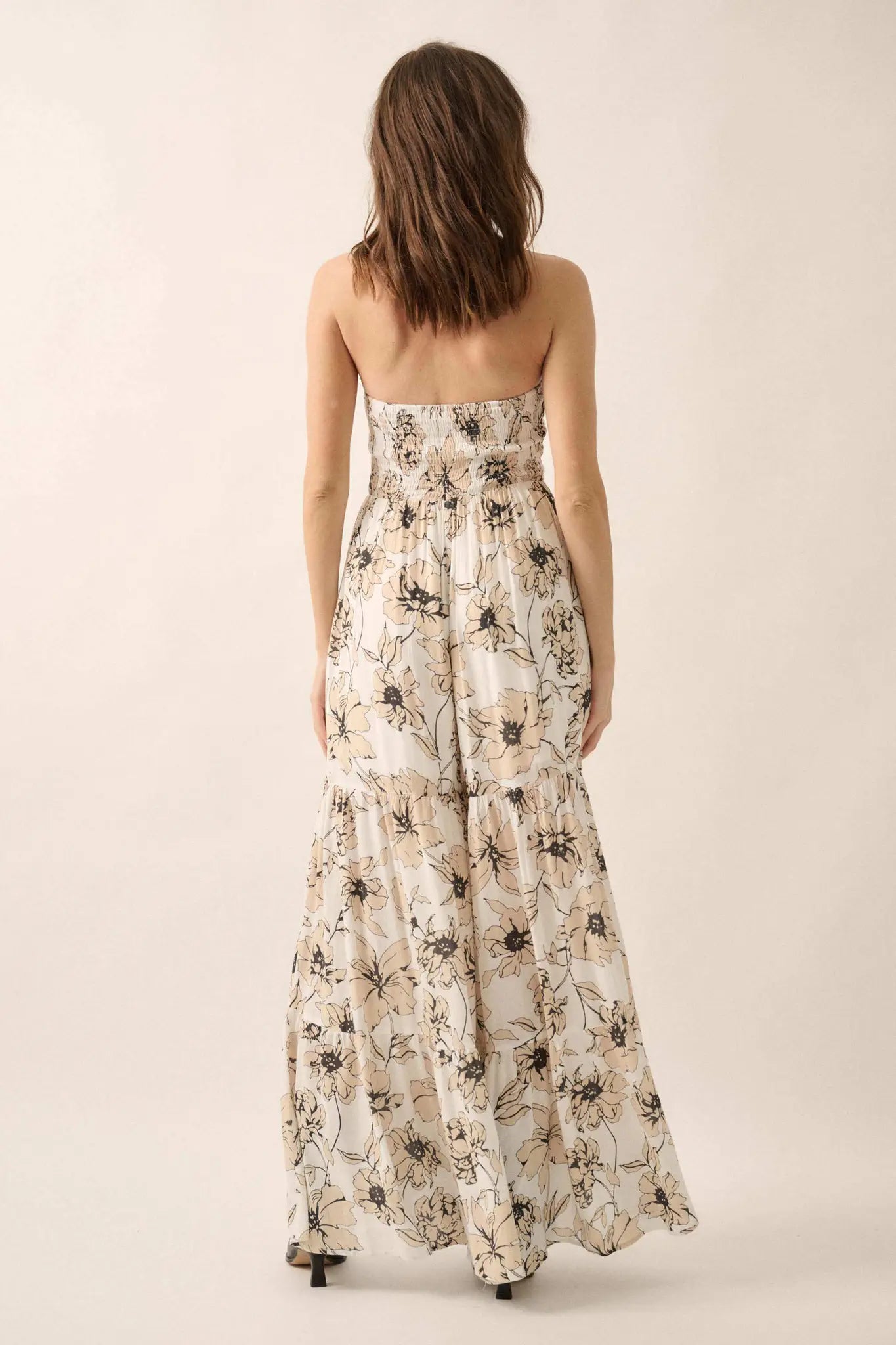 Fresh Winds Floral Crepe Tiered Wide-Leg Jumpsuit
