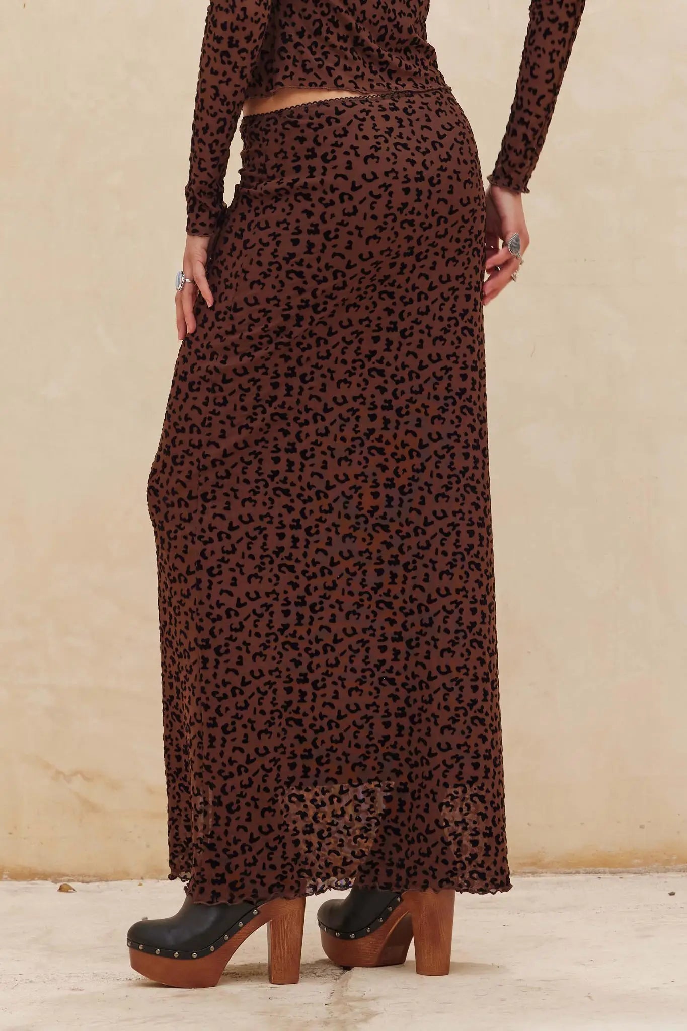Pretty Wild Leopard Mesh Maxi Skirt