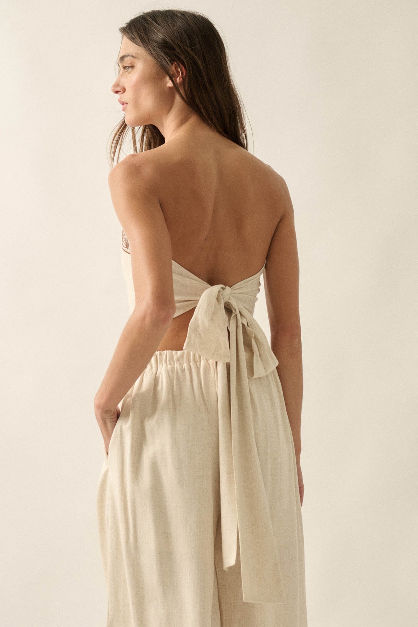Shore Thing Sell-Embroidered Strapless Bandana Top