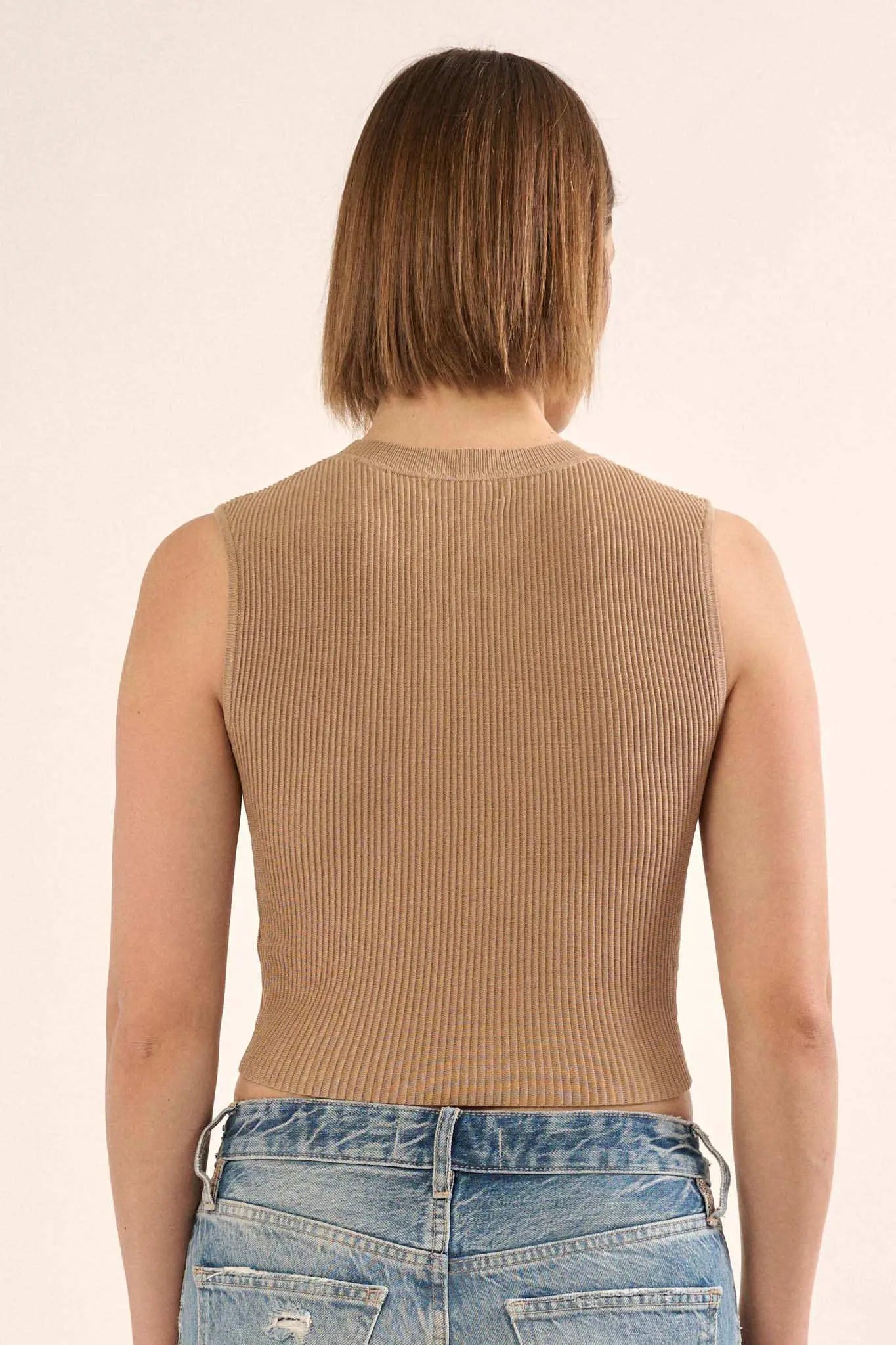 Shaper Fit Crewneck Rib-Knit Tank Top
