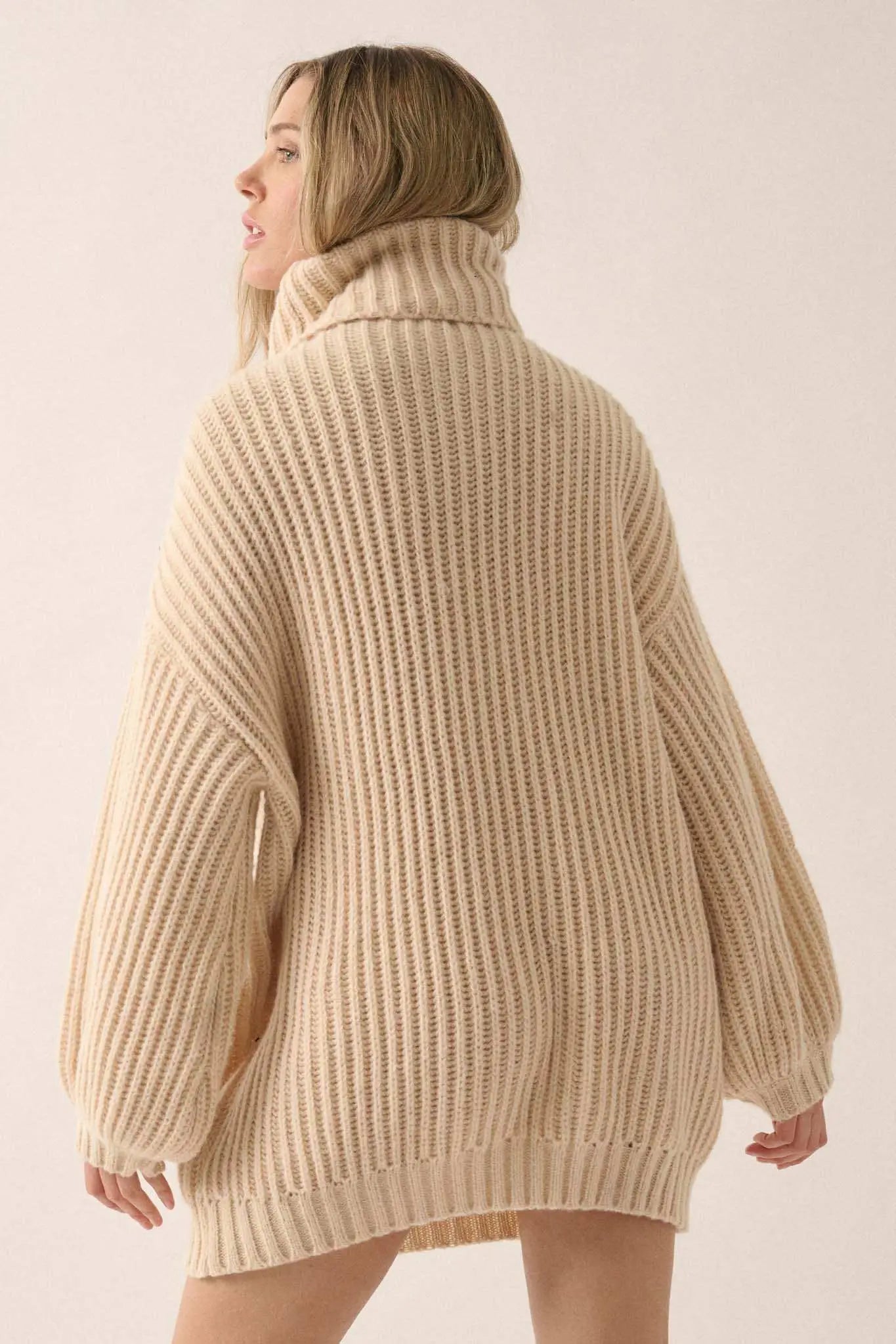Cozy Up Chunky Knit Oversize Cowl-Neck Sweater