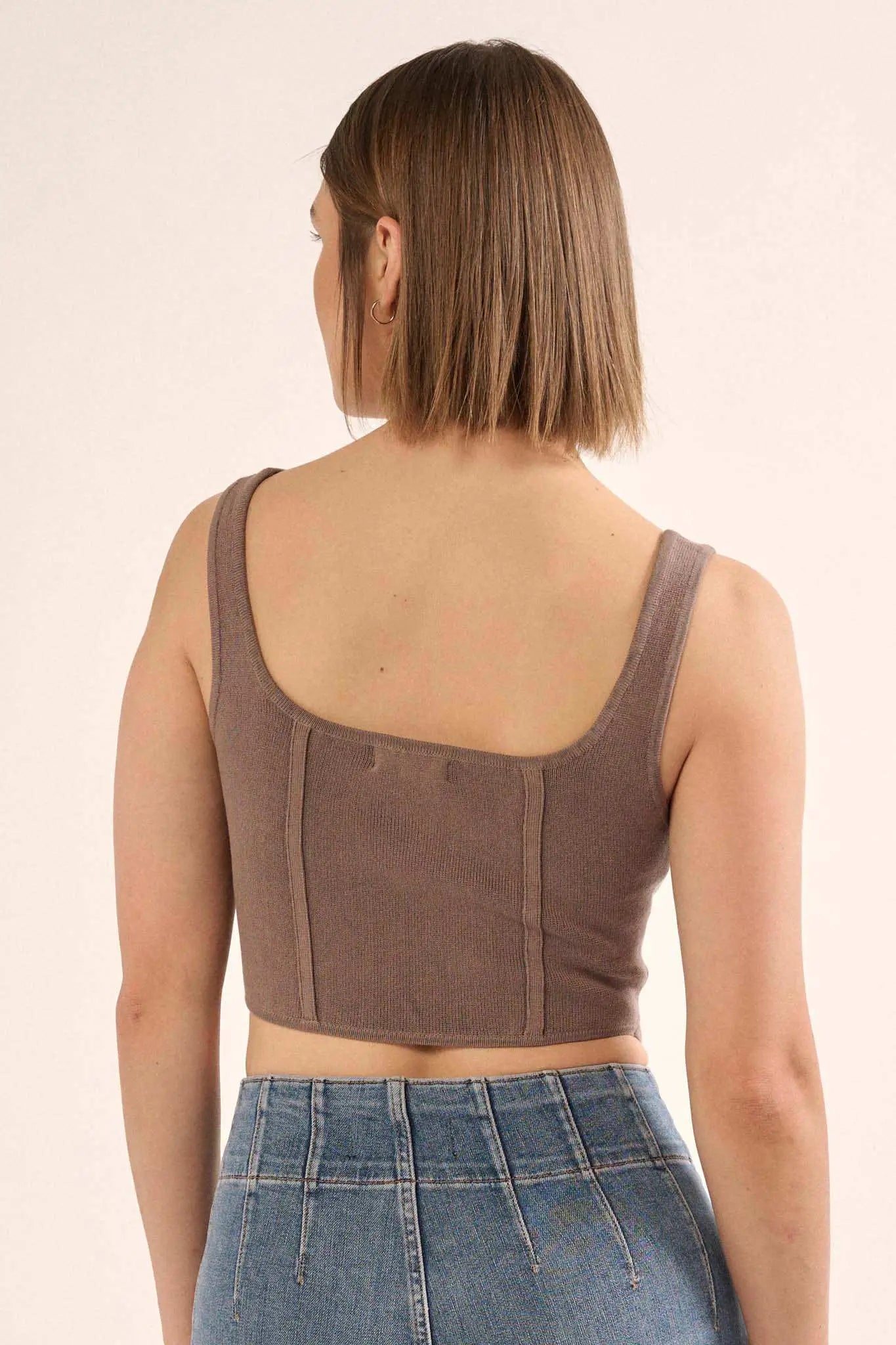 Shaper Fit Square Neck Rib-Knit Corset Tank Top
