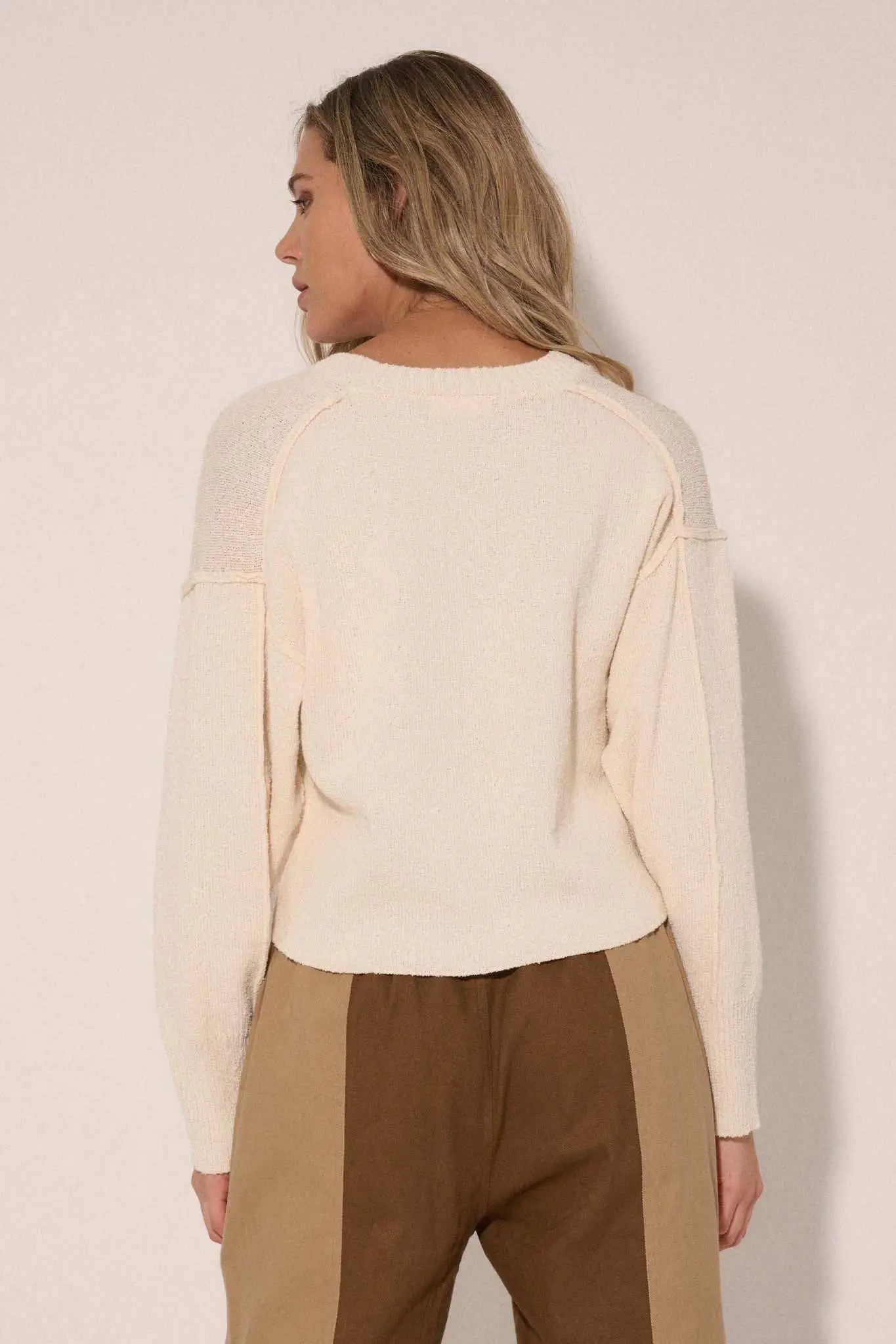 Make It Last Textured Exposed-Seam V-Neck Sweater
