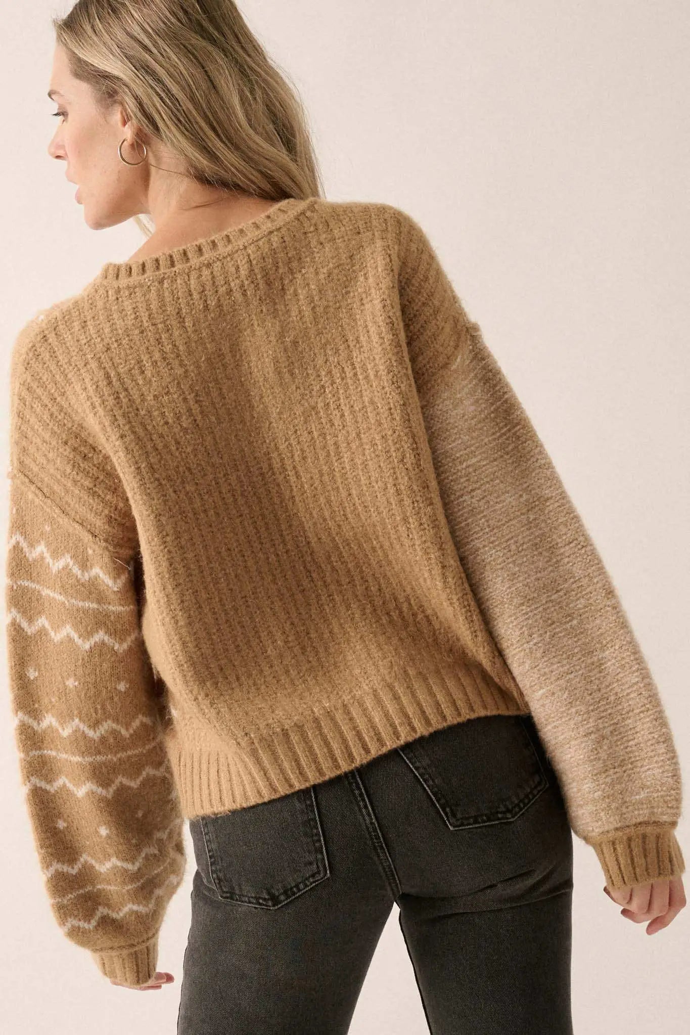 Meet Me Halfway Colorblock Geometric Sweater