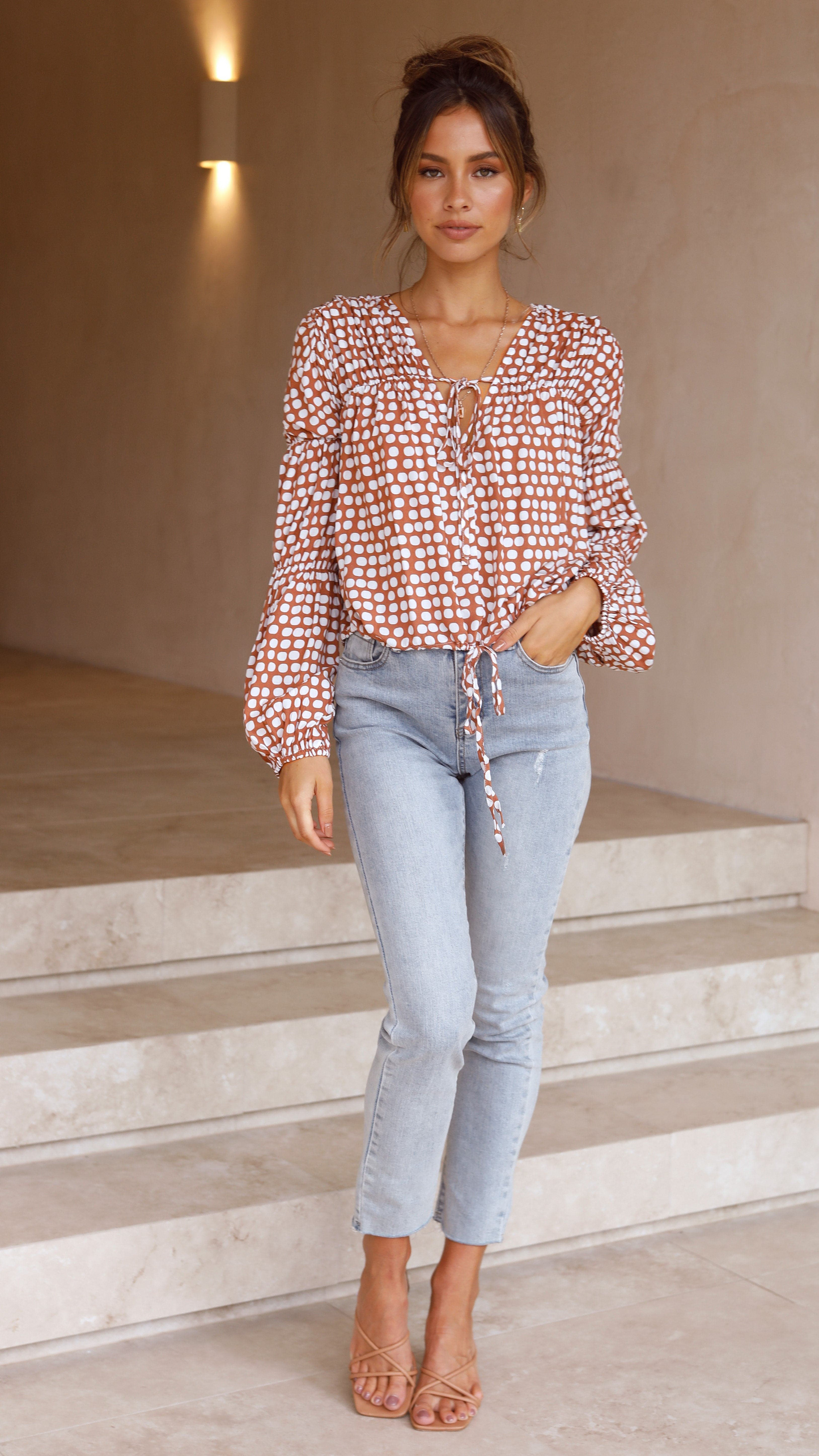 Orane Top - Brown/Spot