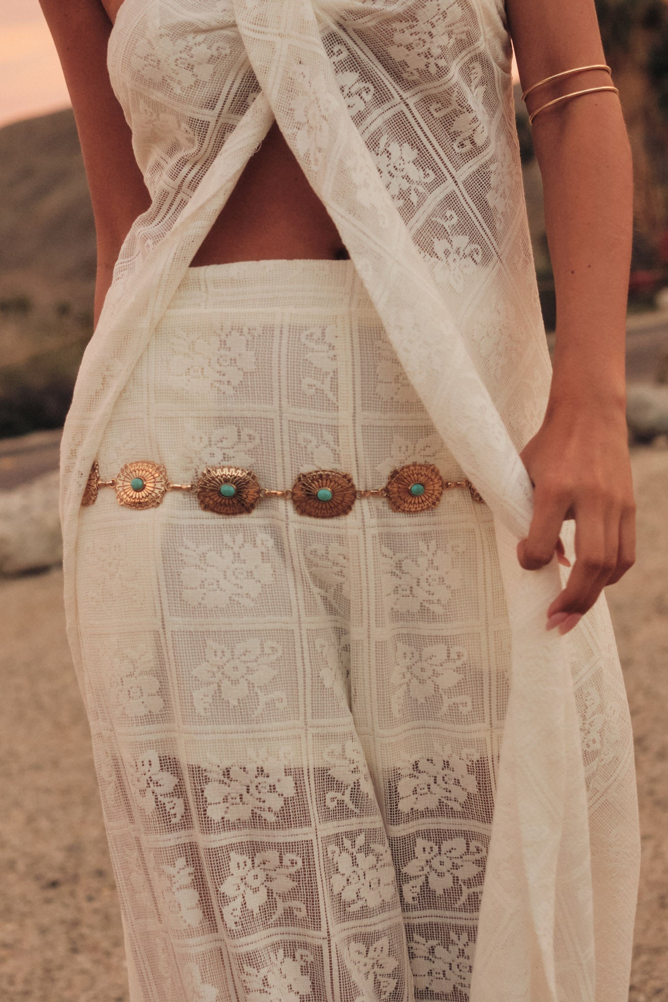 Mojave Gold Turquoise Concho Chain Belt