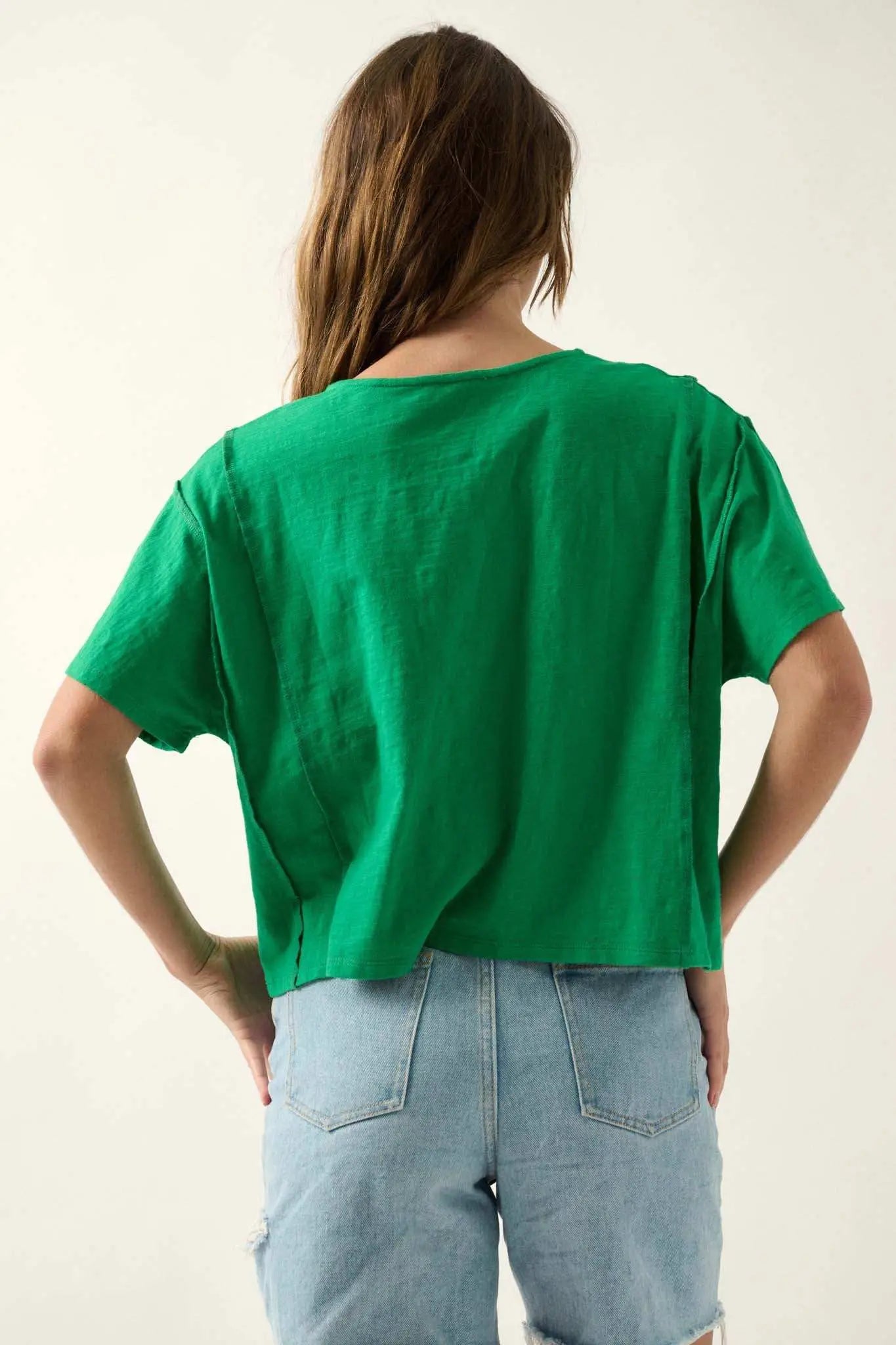 Easy Fit Vintage-Wash Slub Cotton Henley Tee