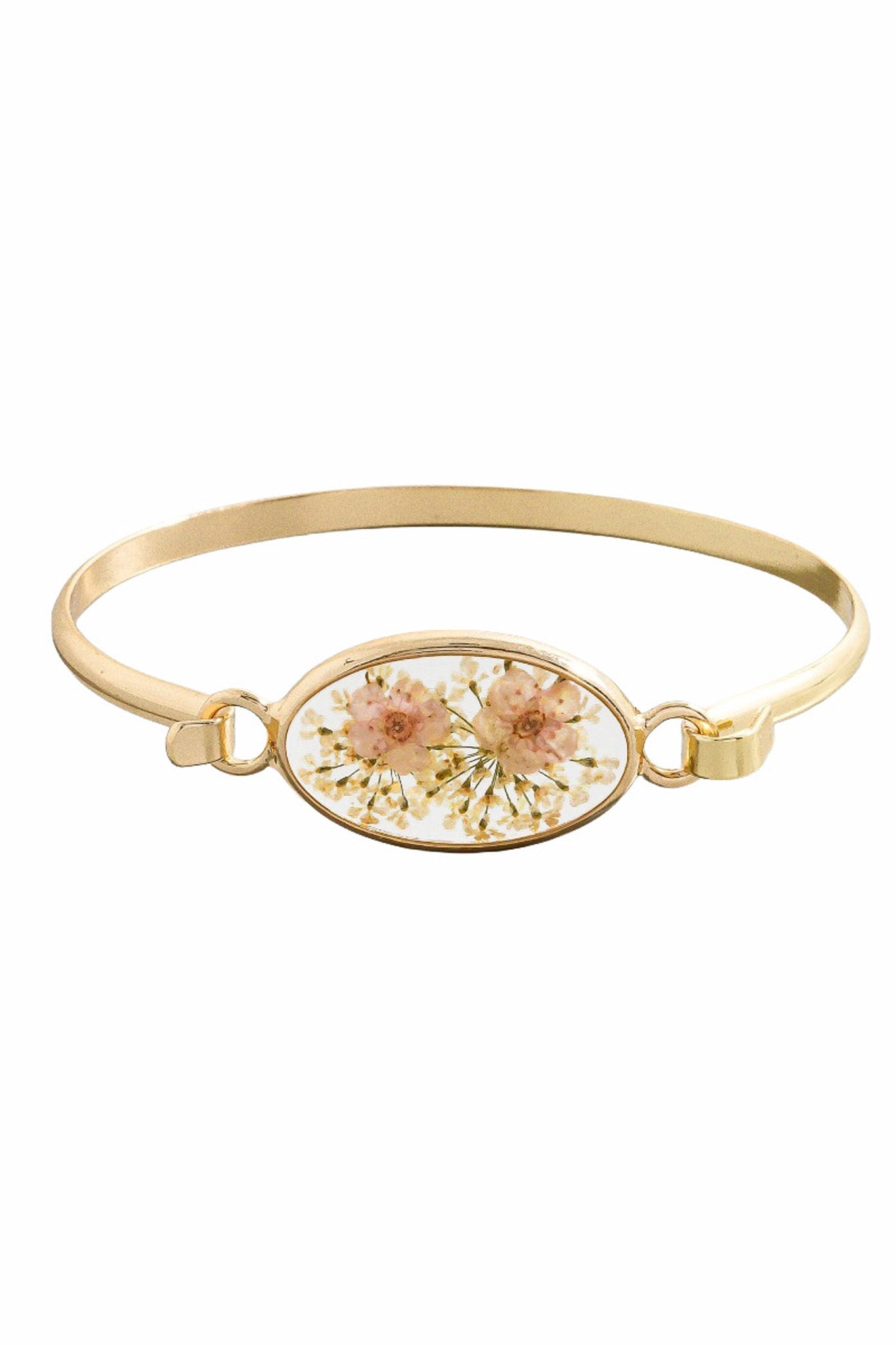 Carlsbad Gold Pressed Flower Bangle Bracelet