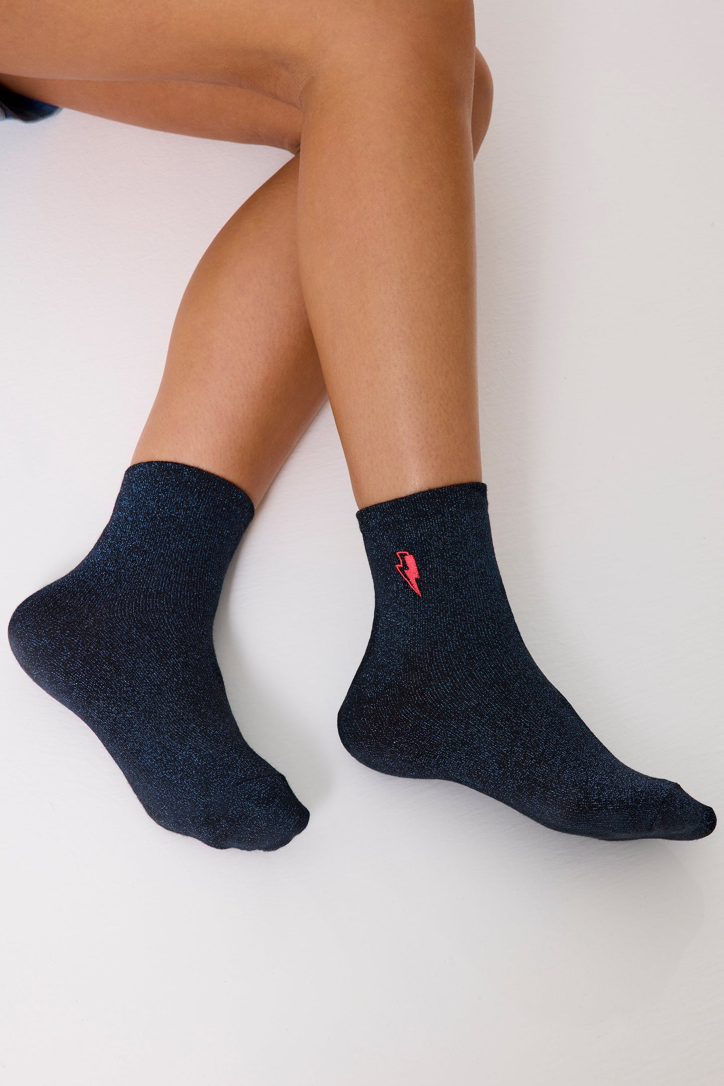 Navy Metallic Socks