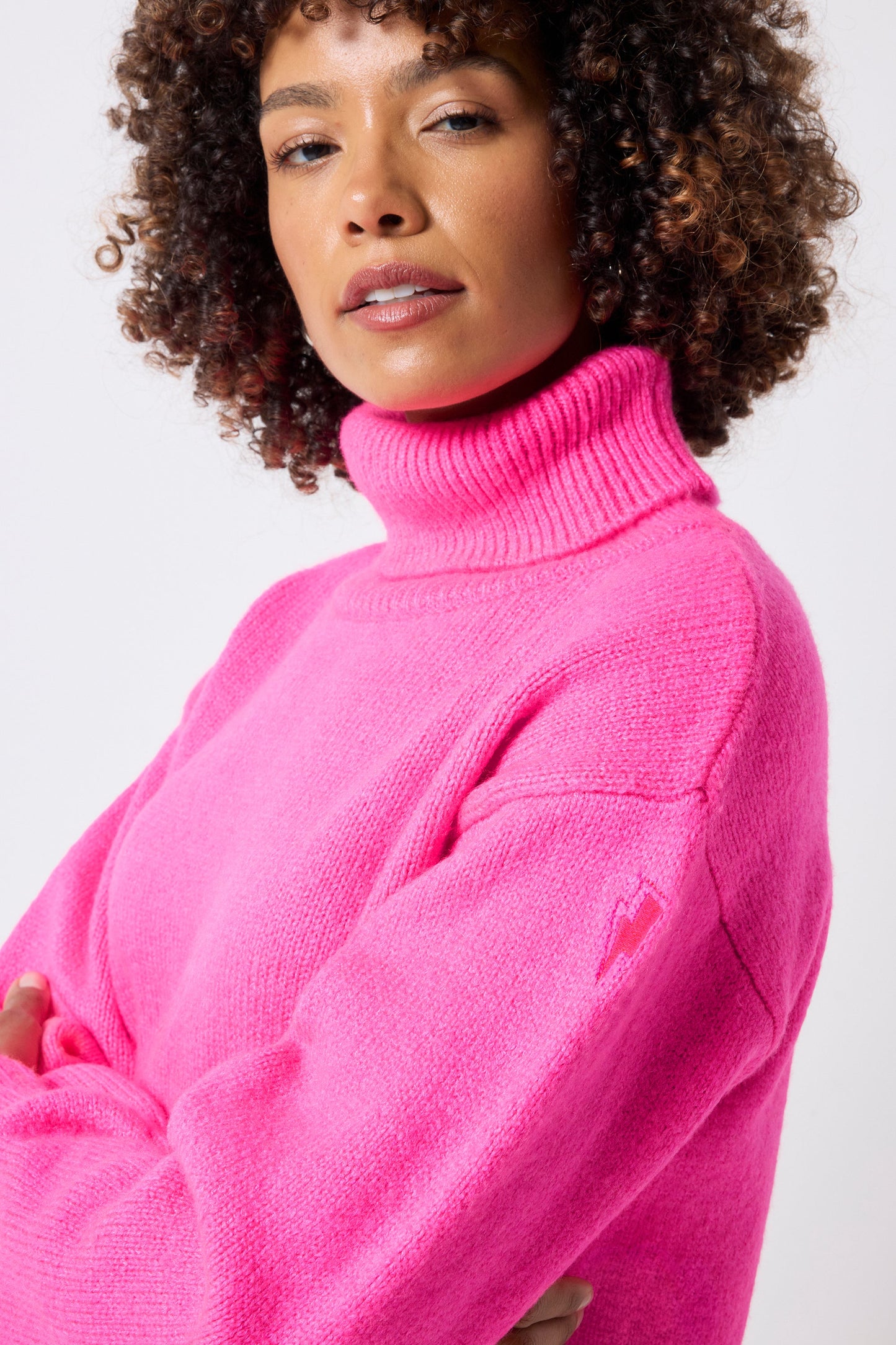 Pink Turtleneck Knitted Jumper