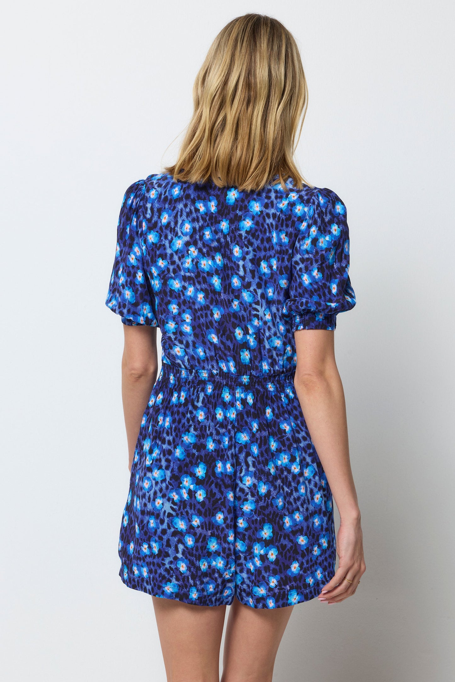 Navy Paradise Cheetah Zip Front Playsuit