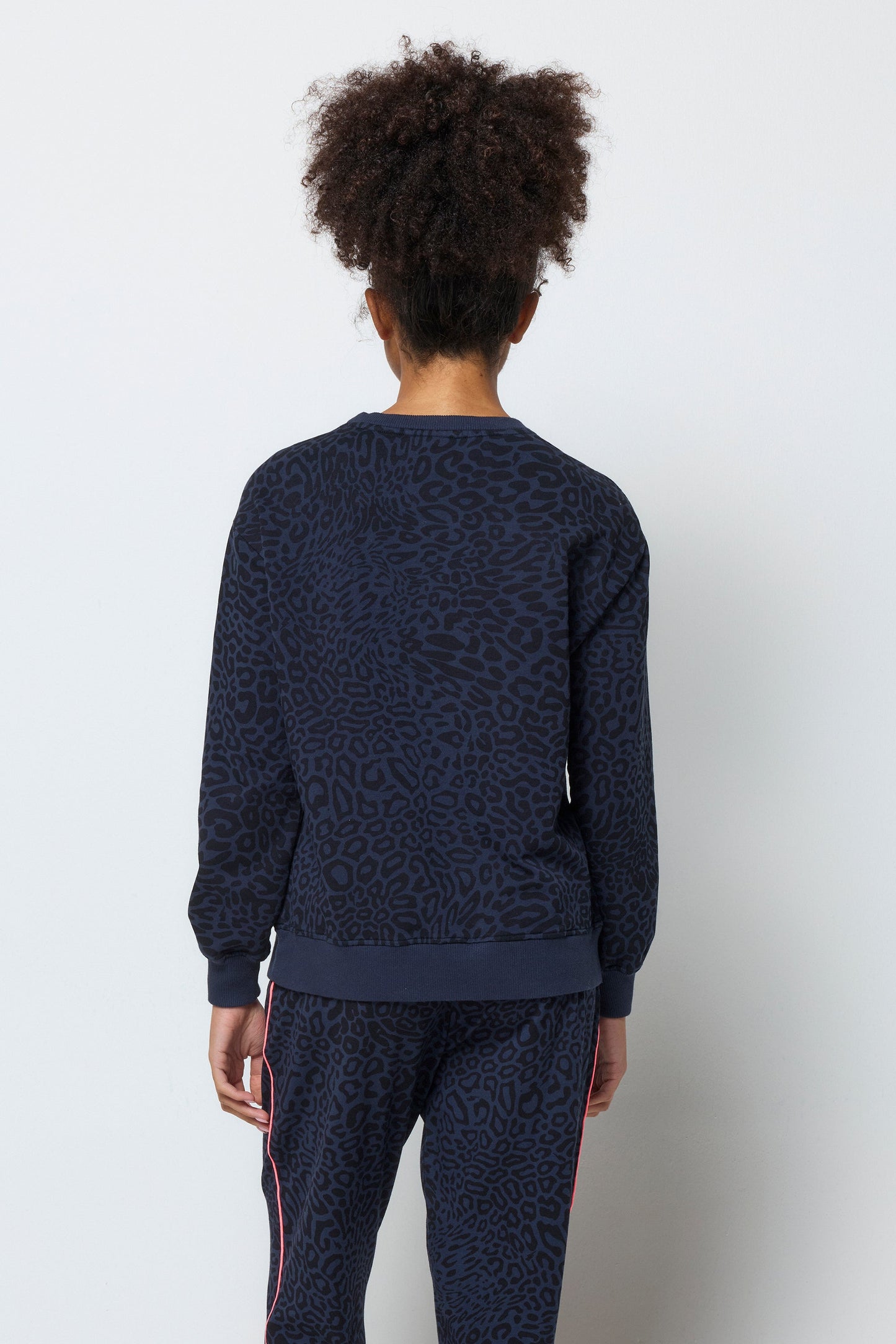 Navy with Black Leopard Ray Logo Oversized Sweatshirt