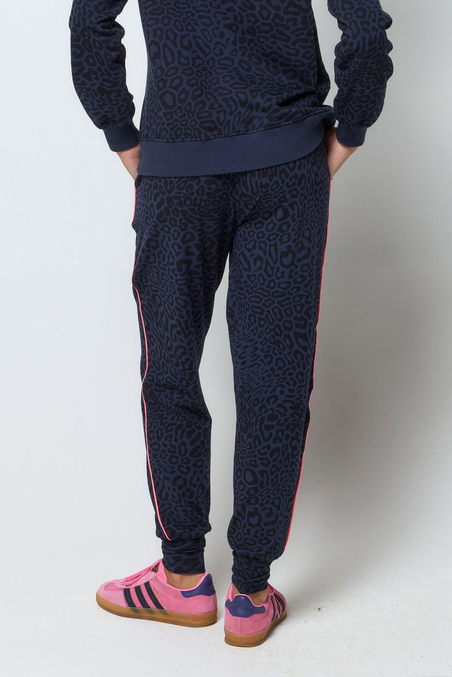 Navy with Black Leopard Ray Slouch Joggers