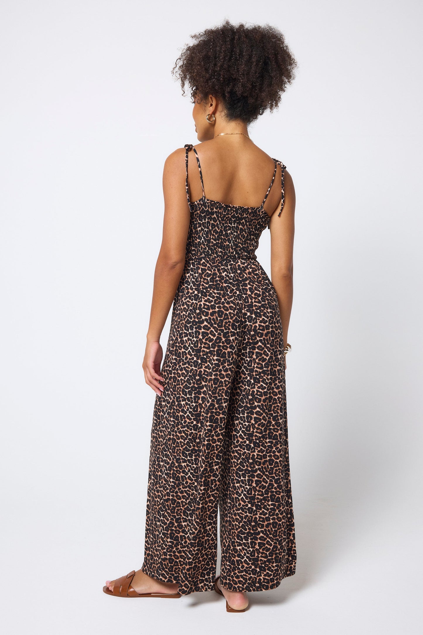 Neutral Jaguar Jersey Wide Leg Jumpsuit