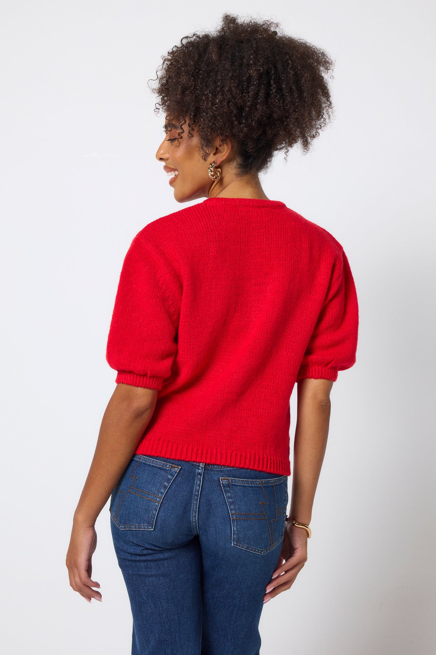 Red Short Sleeve Cardigan