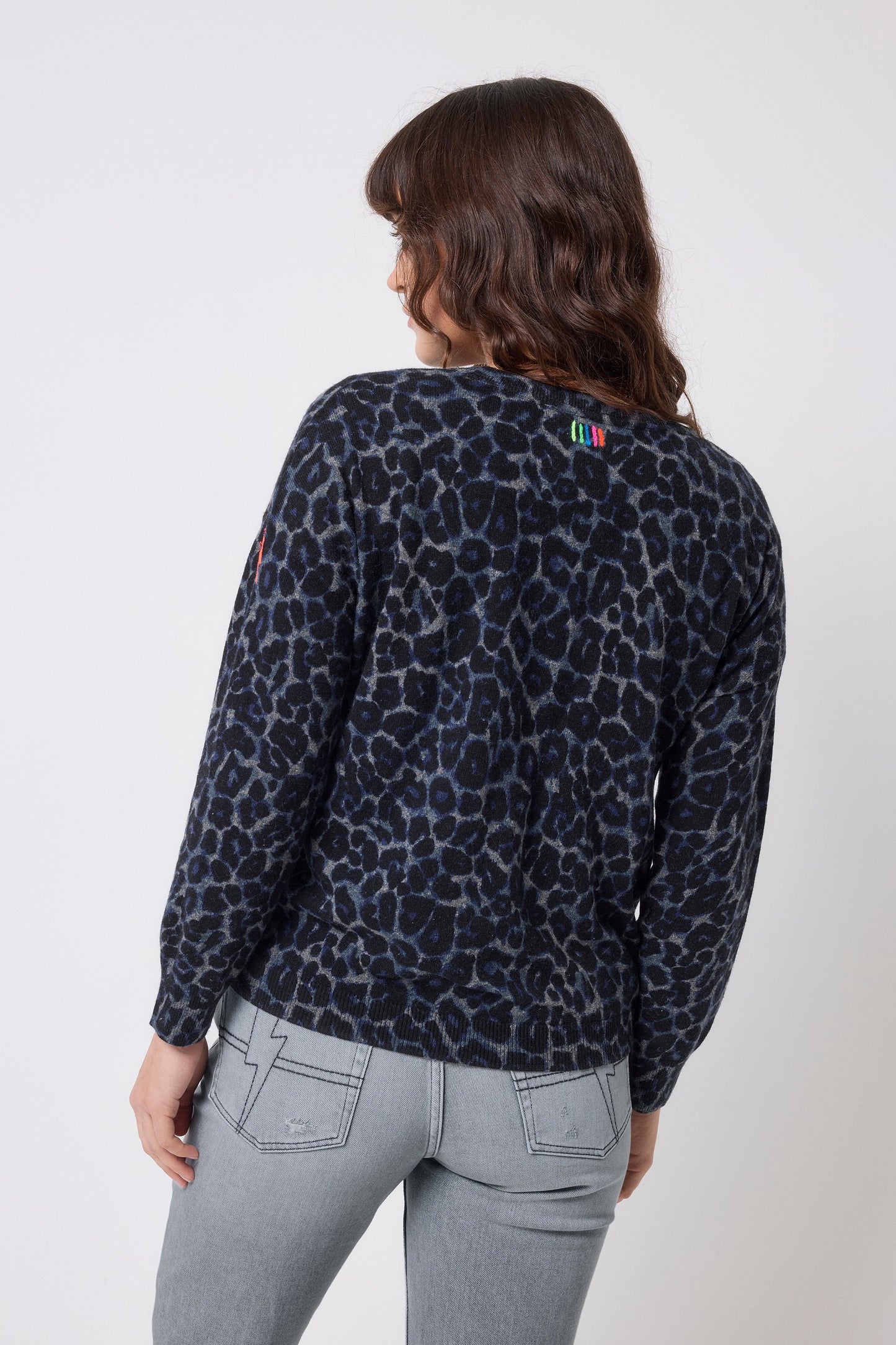 Navy Jaguar Printed Knit Jumper
