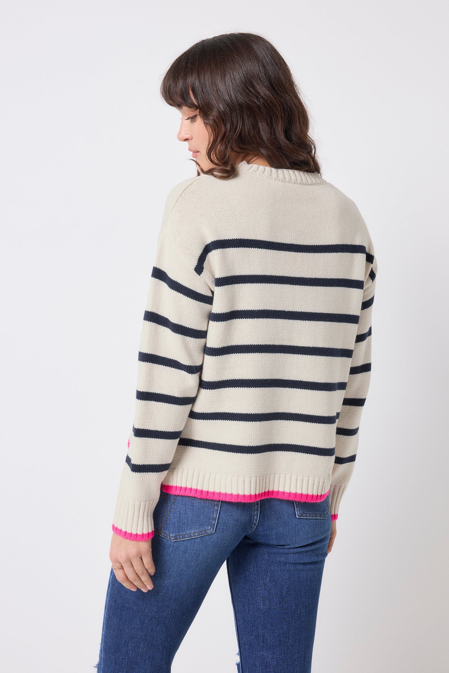 Cream with Navy Breton Stripe Knit Jumper