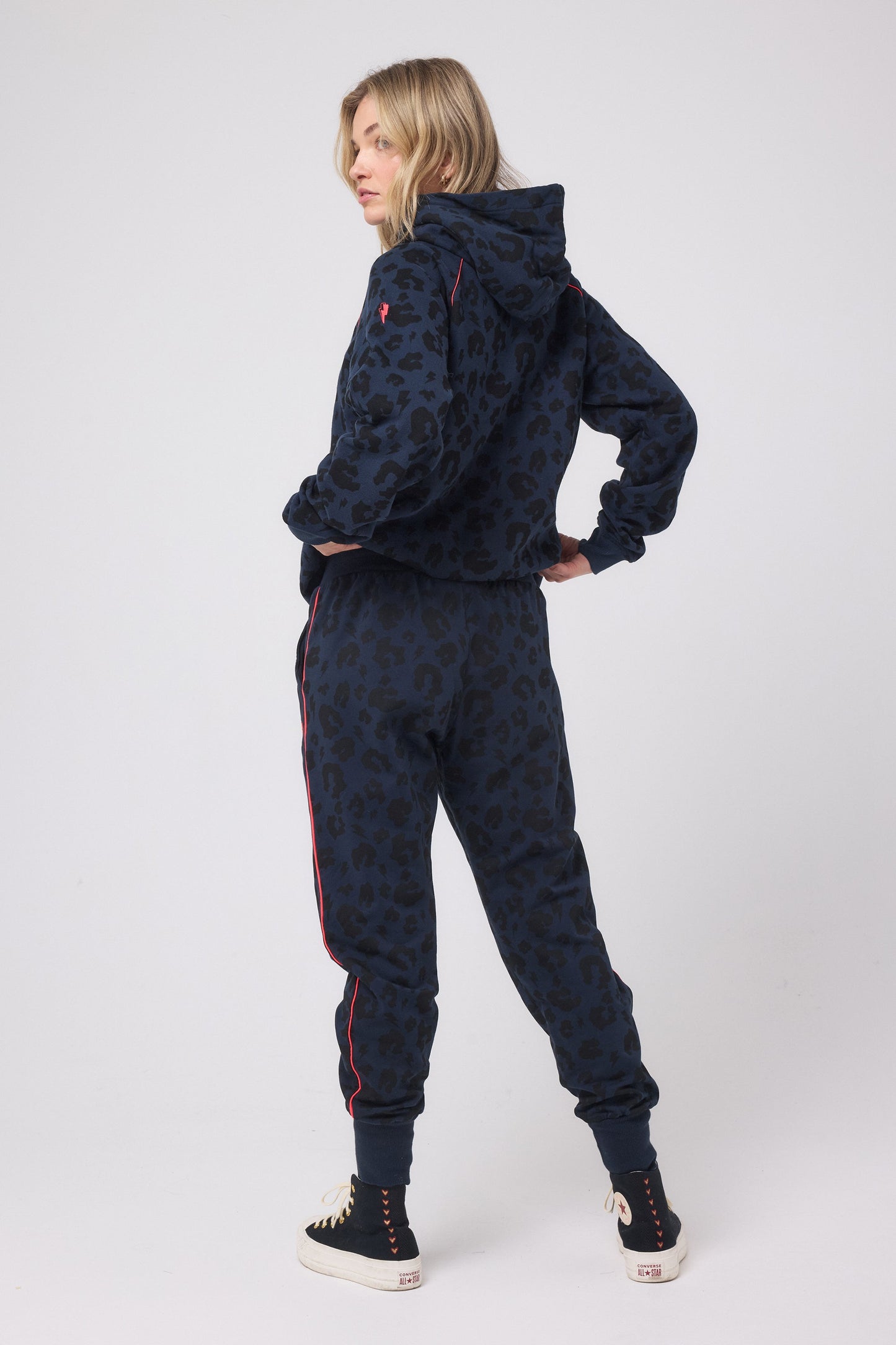 Navy Leopard Cosy Joggers