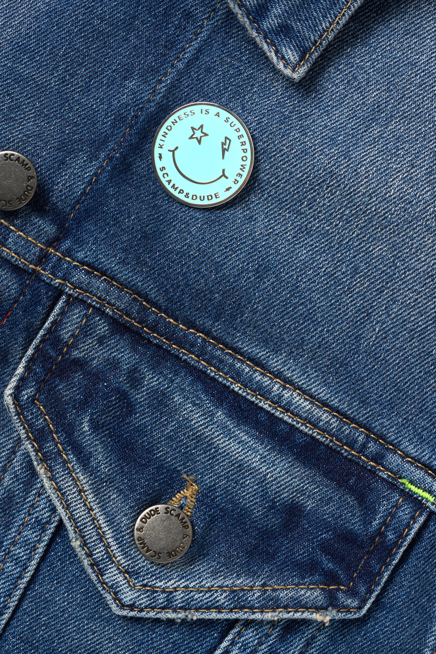Blue Smiley Pin Badge