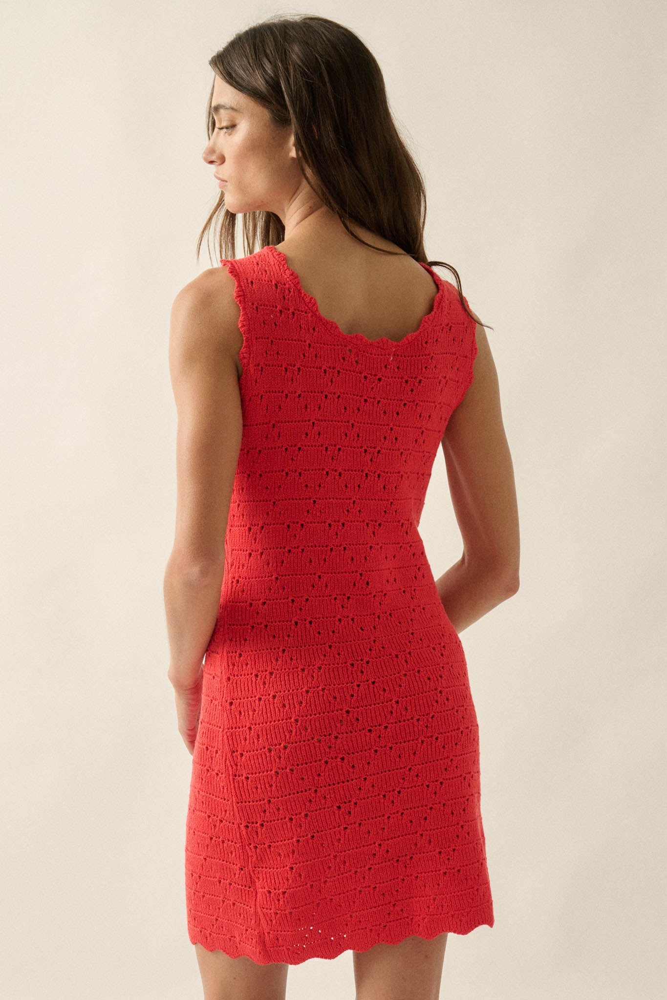 Carefree Days Pointelle Crochet-Knit Mini Dress