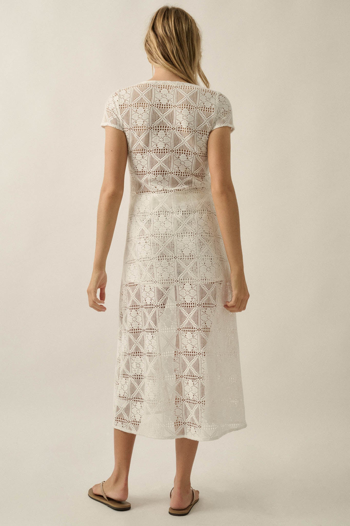 Spirit Walk Crochet Short-Sleeve Duster Cardigan