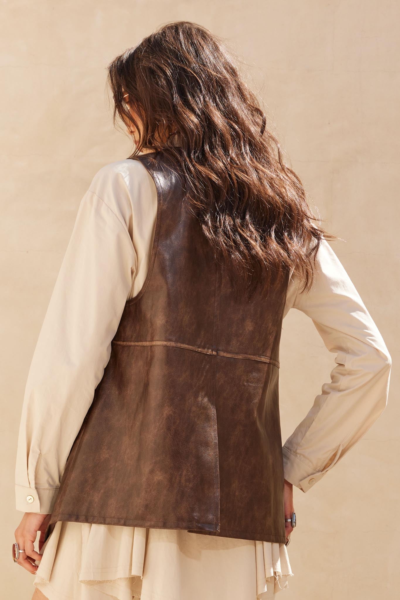 Born to Ride Vegan Leather Snap-Front Vest