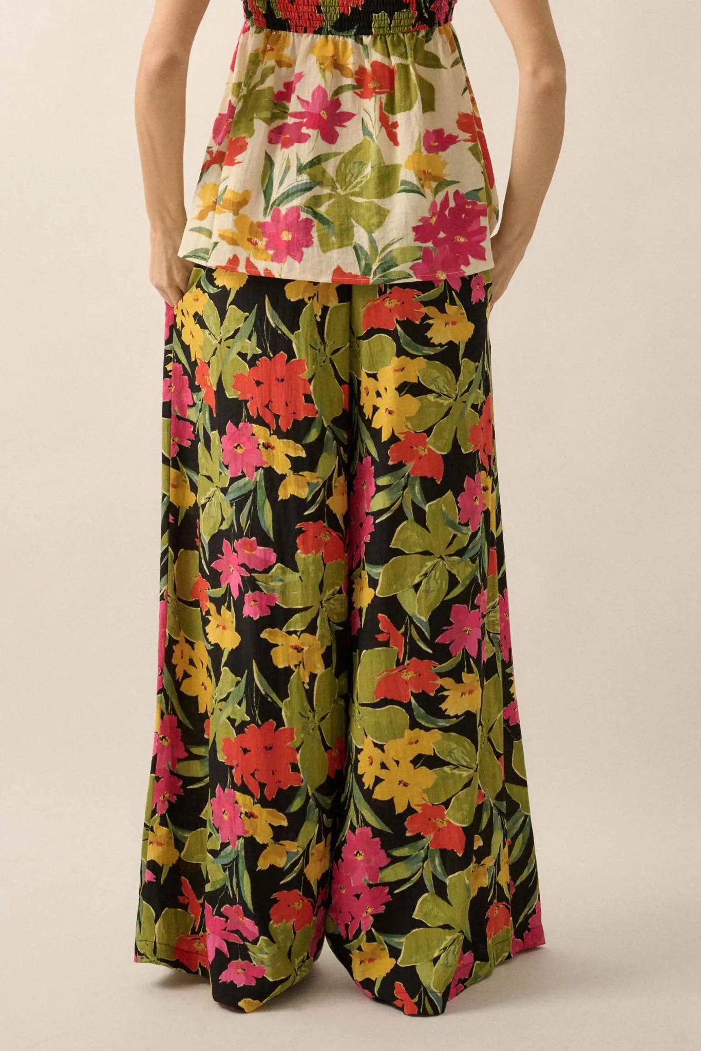 Mahalo Mood Tropical Floral Wide-Leg Pants