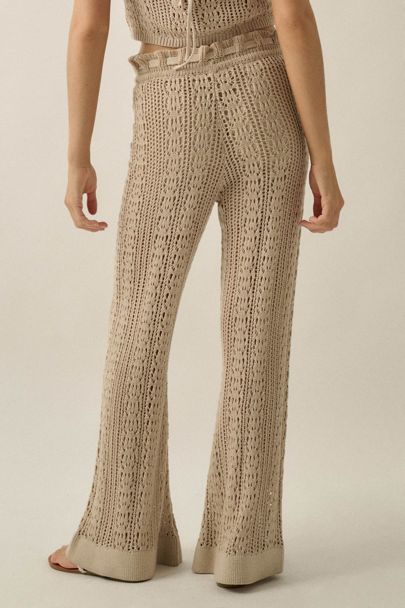 Just Vibing Crochet-Knit Drawstring Sweater Pants