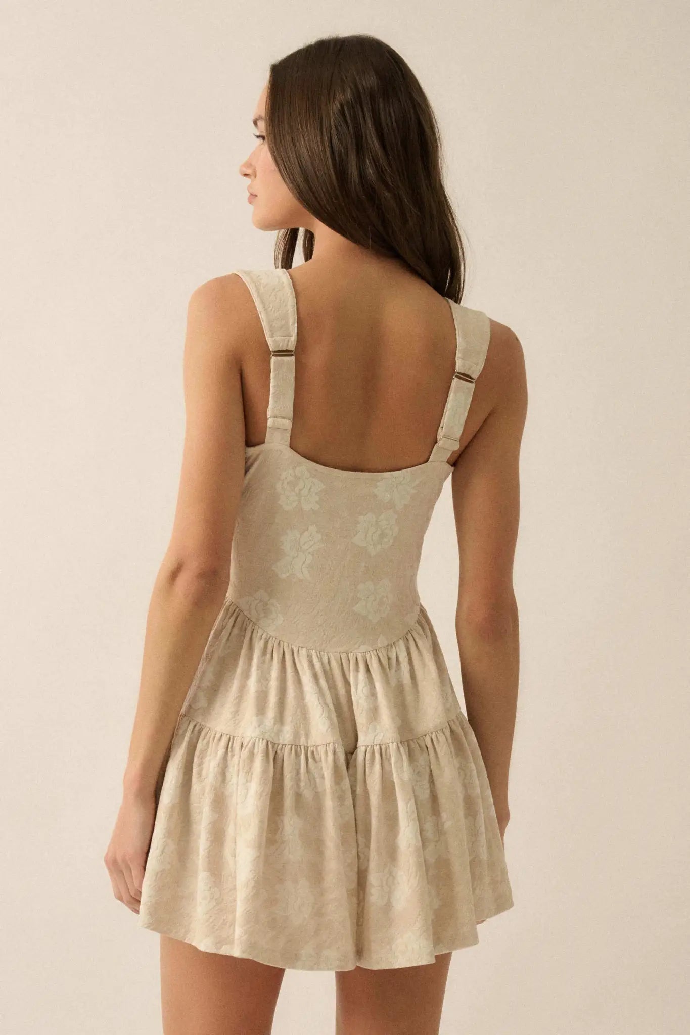 Jacquard Garden Floral Tapestry Ruffled Romper