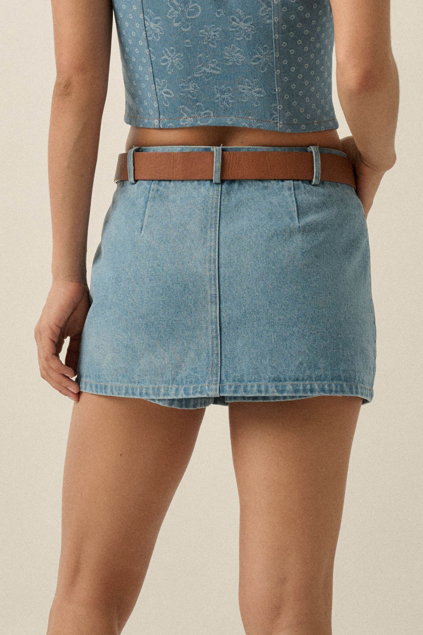 Jean Scene Low-Rise Denim Mini Skort